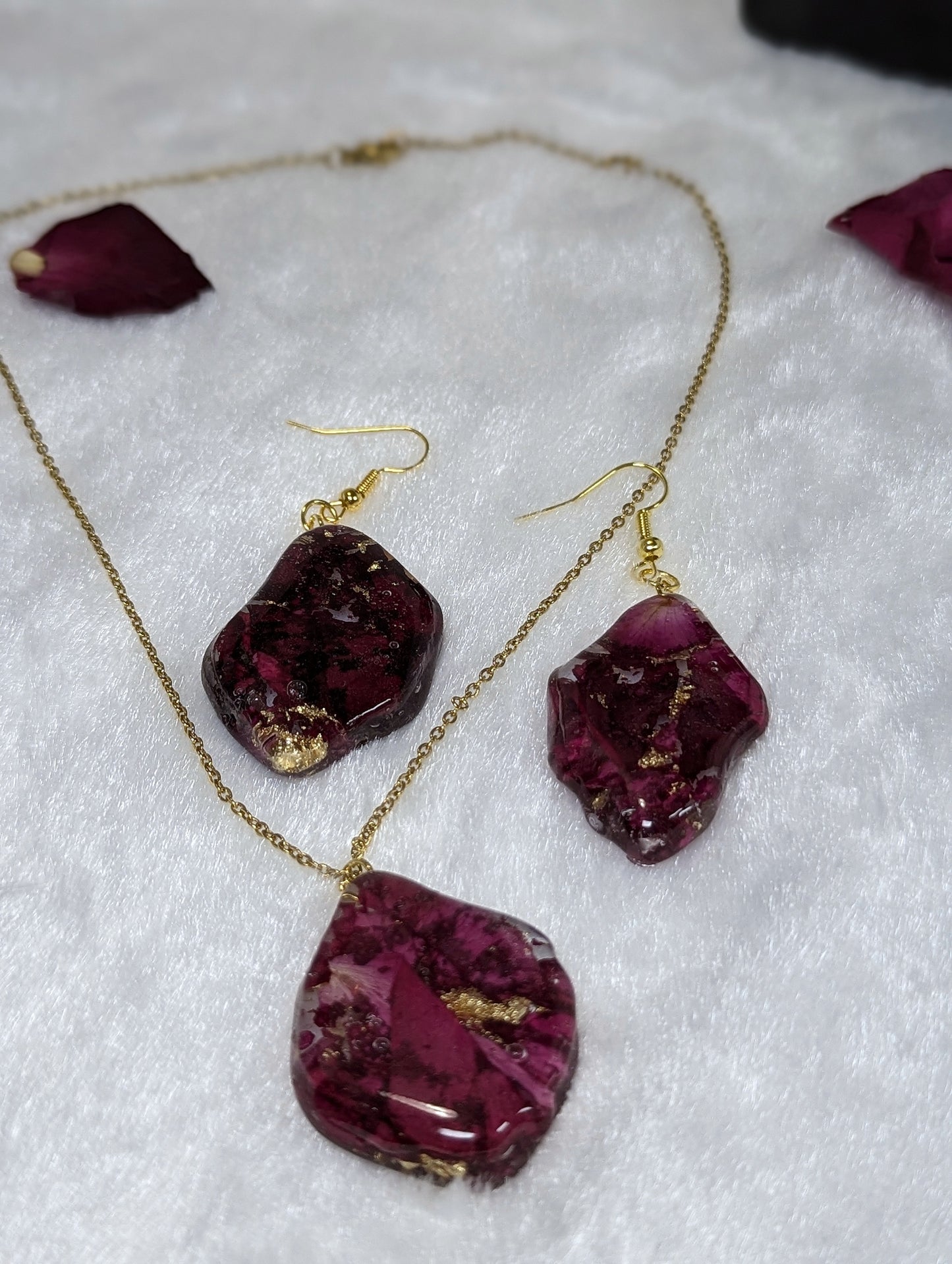 Red Rose Petal Resin Jewelry