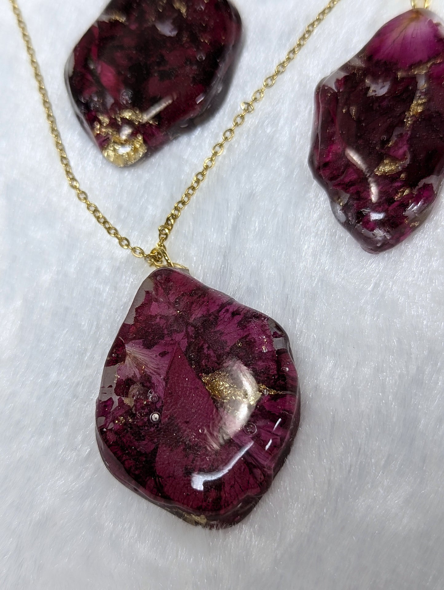 Red Rose Petal Resin Jewelry