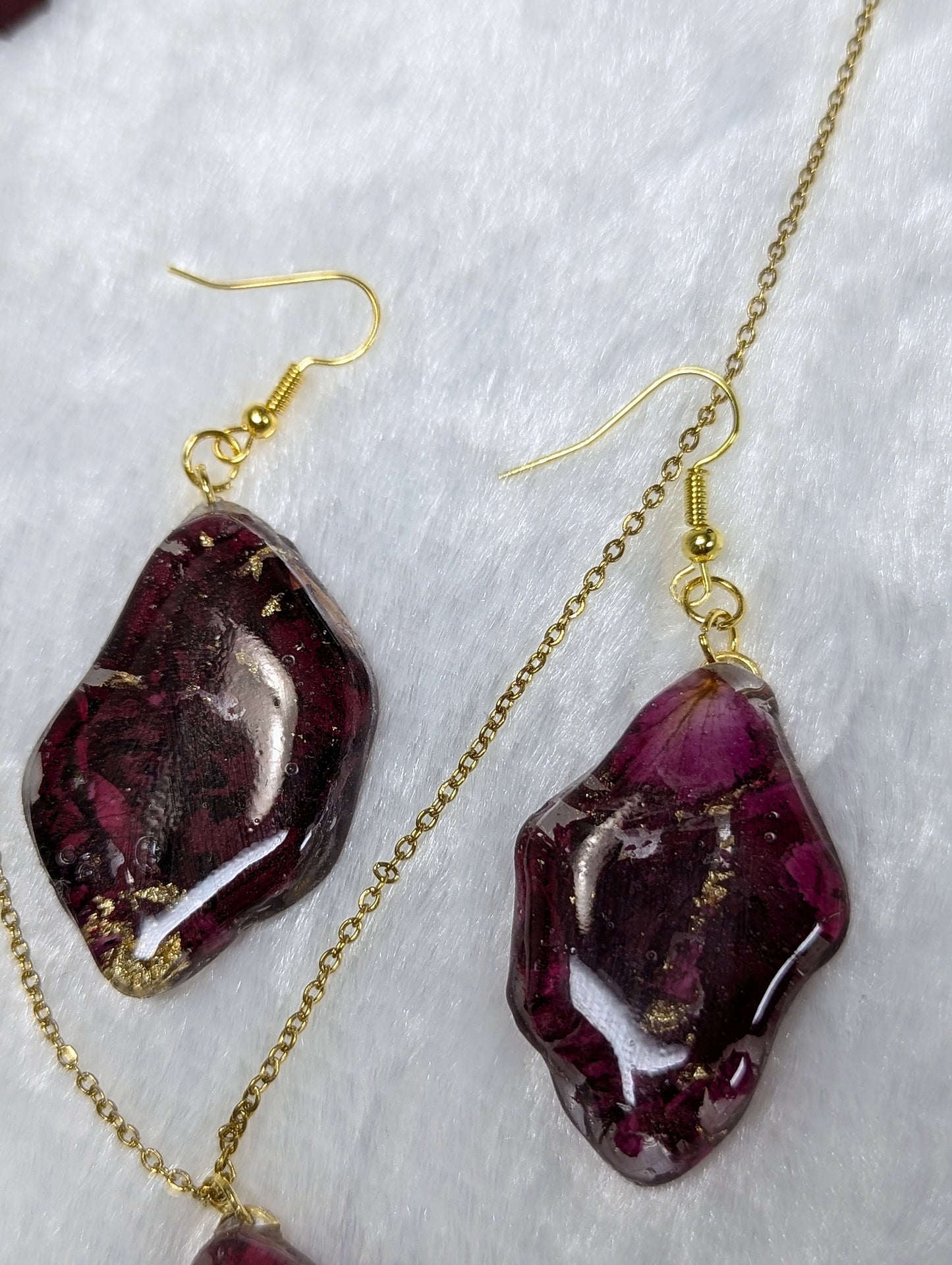 Red Rose Petal Resin Jewelry