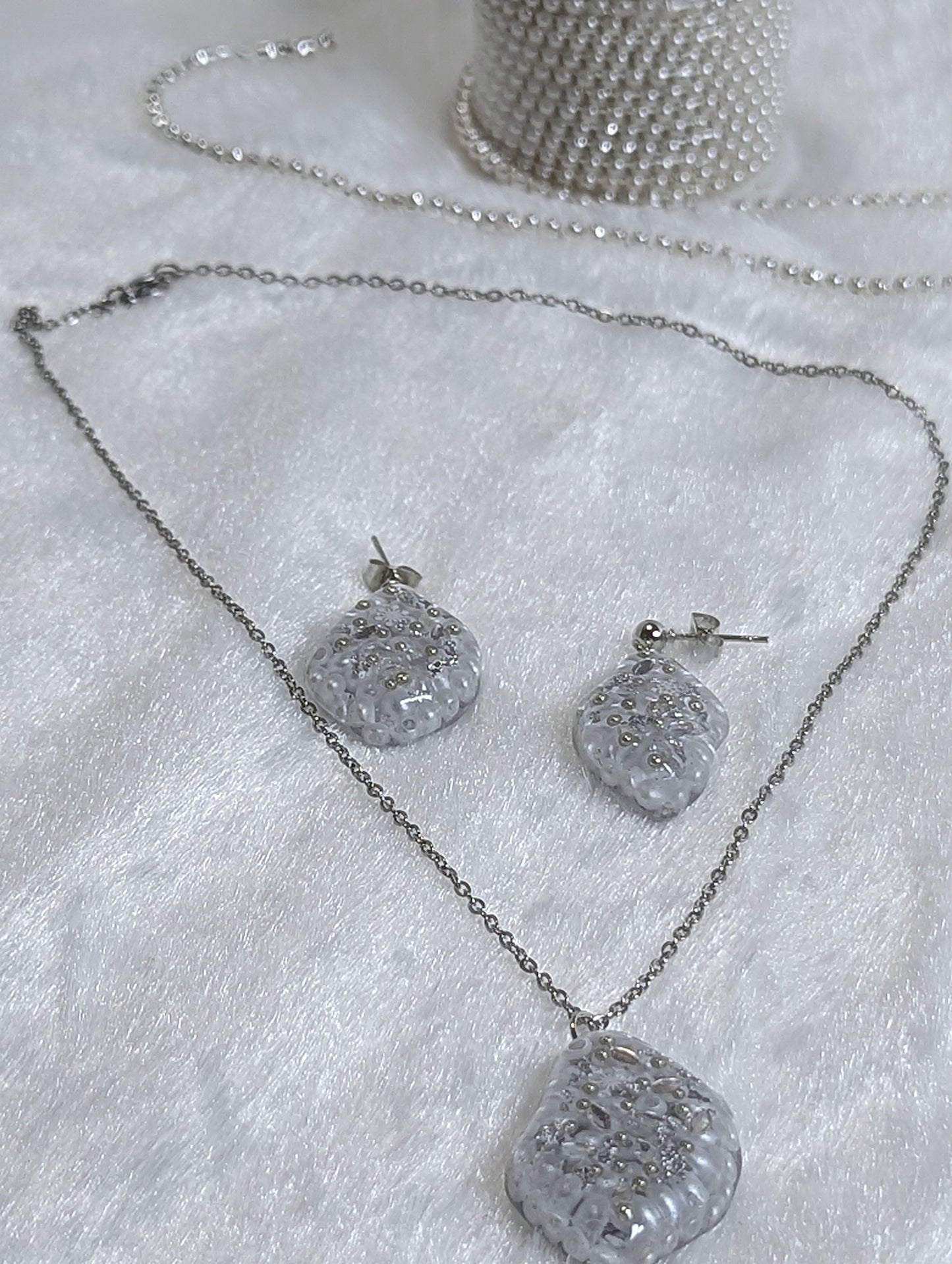 Pearl & Rhinestone Resin Jewelry