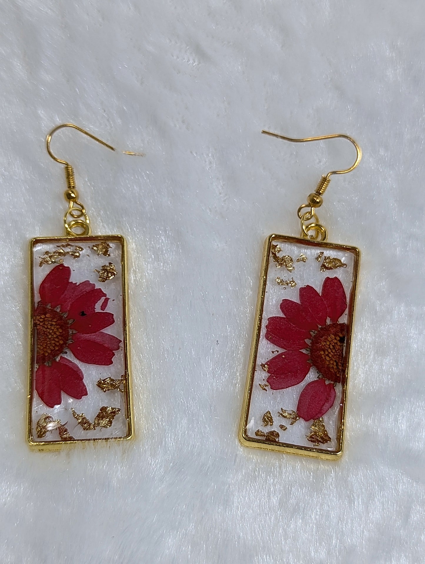 Red Daisy Resin Earrings