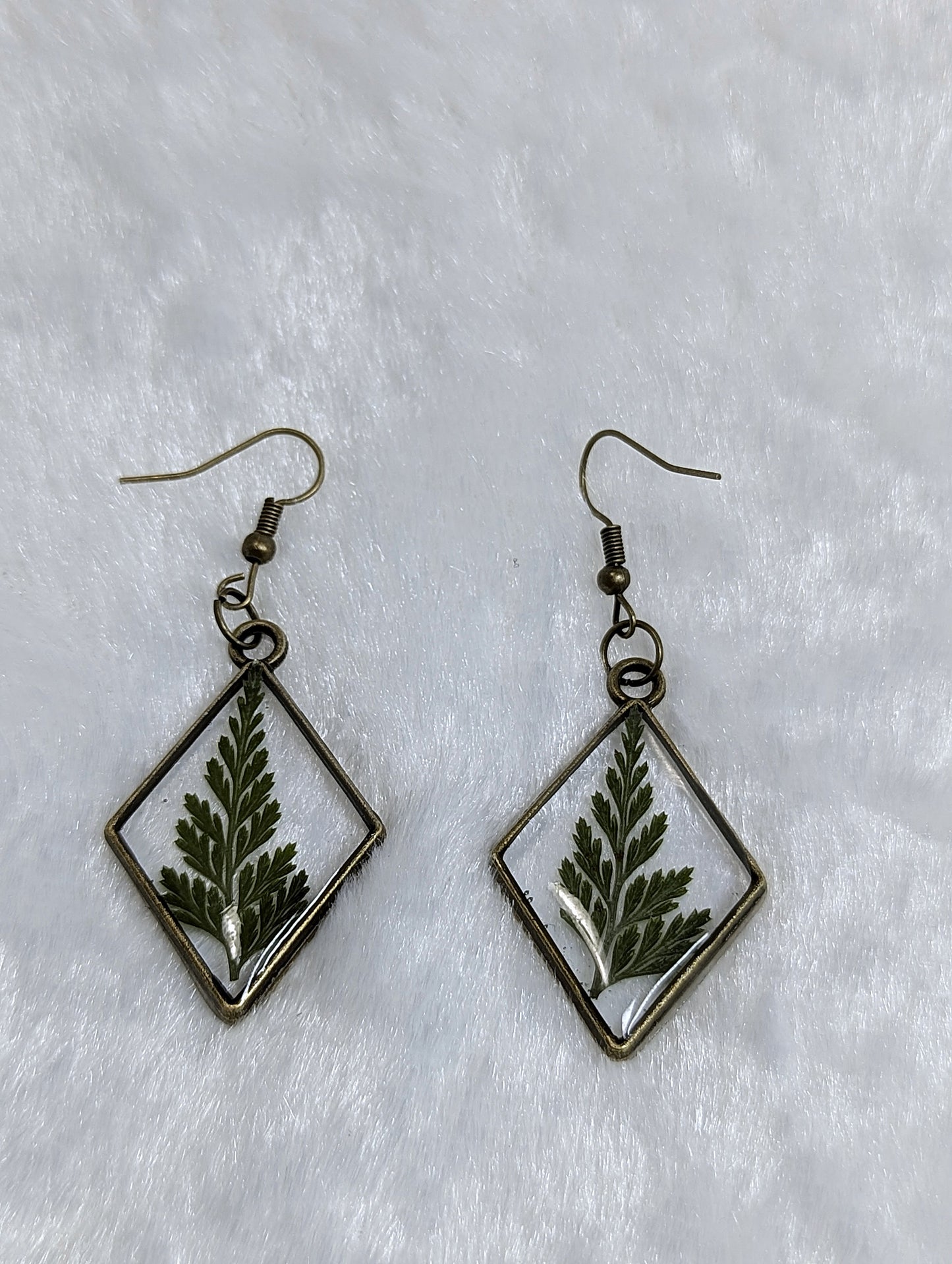 Green Leaf Resin Earrings
