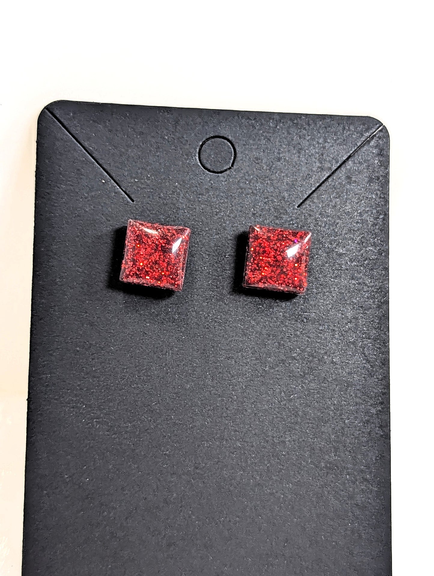 Red Sparkly Stud Earrings