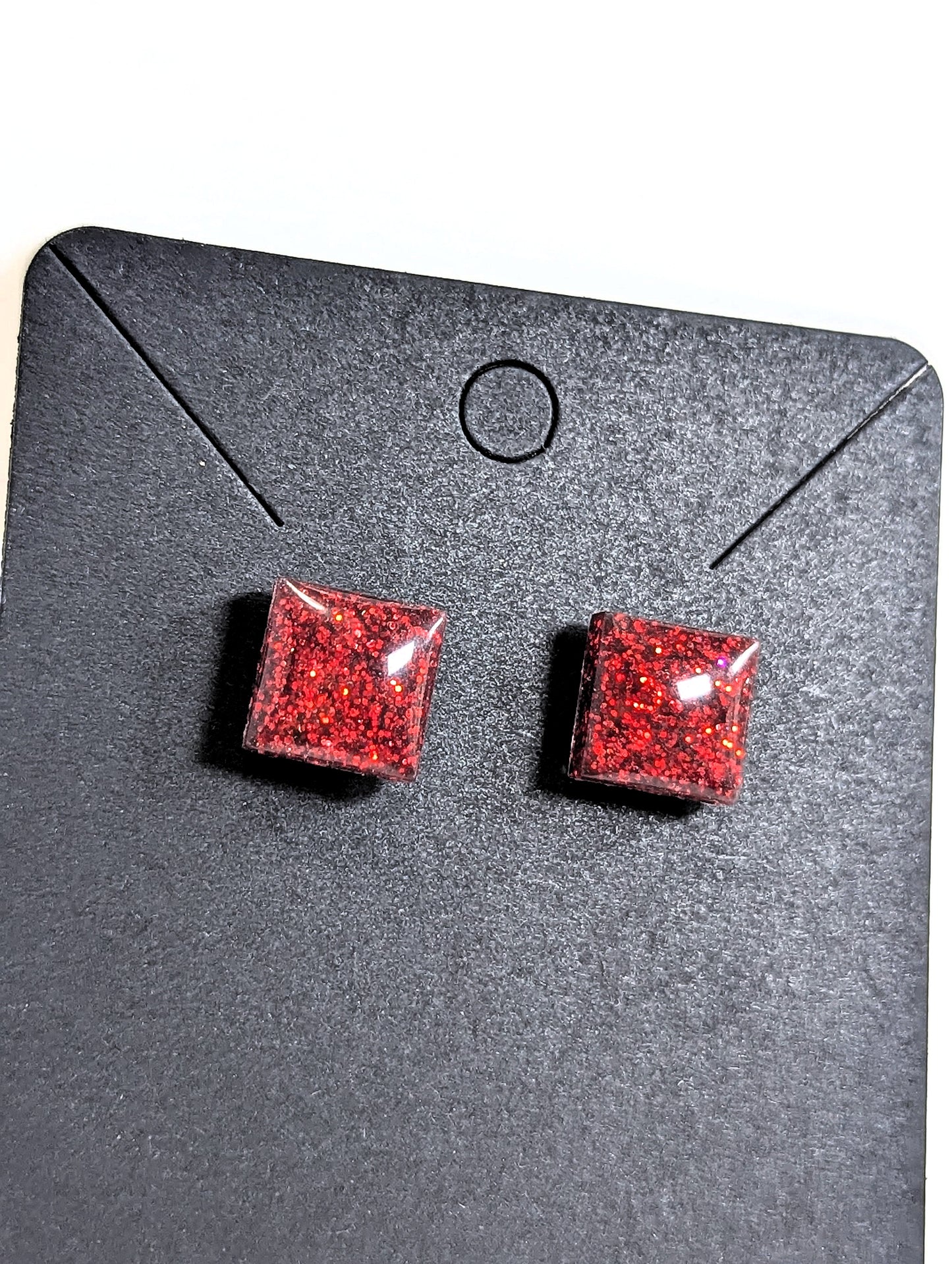 Red Sparkly Stud Earrings