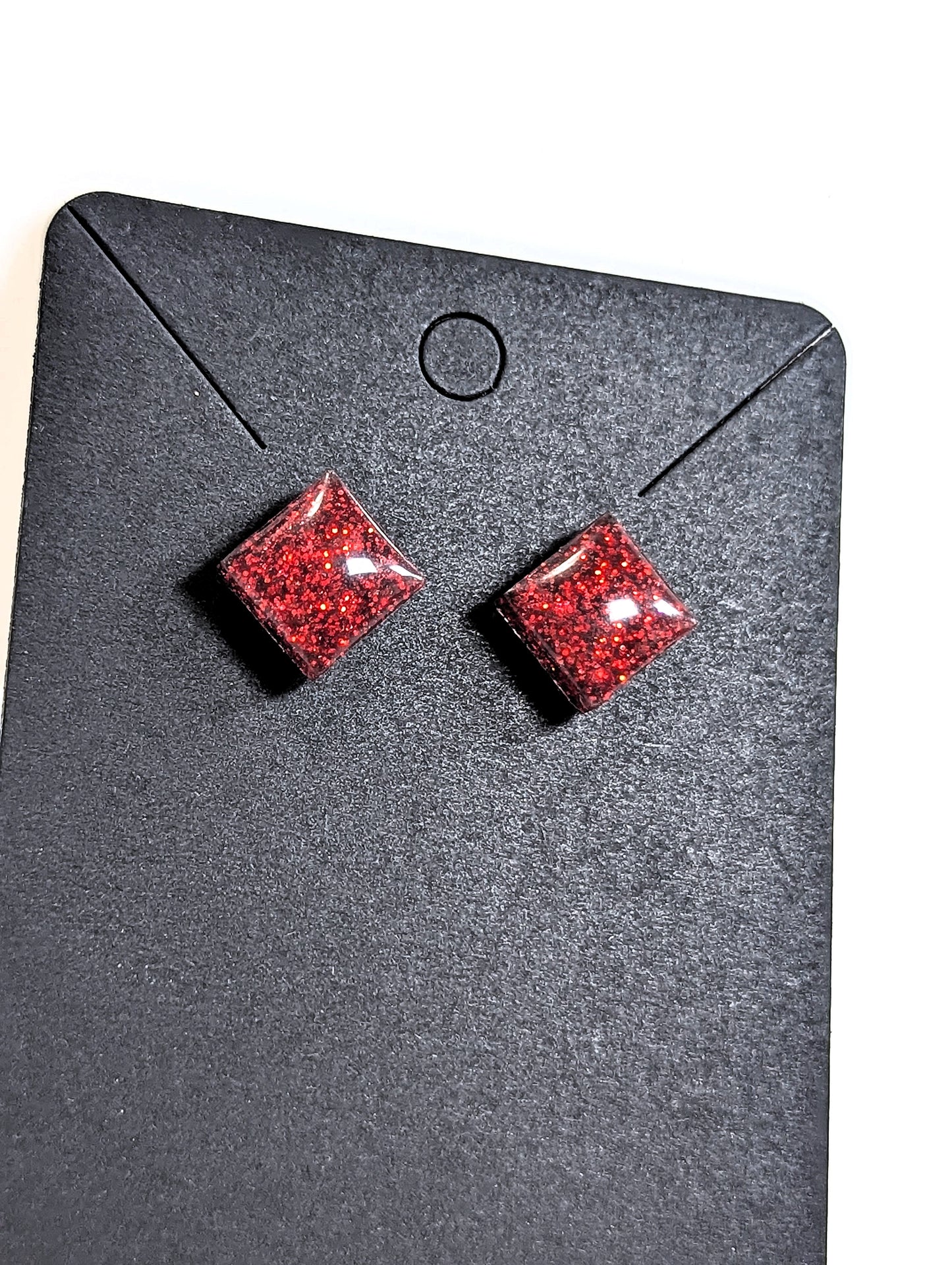 Red Sparkly Stud Earrings