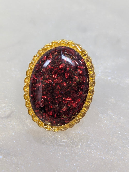Burgundy Stones Resin Ring