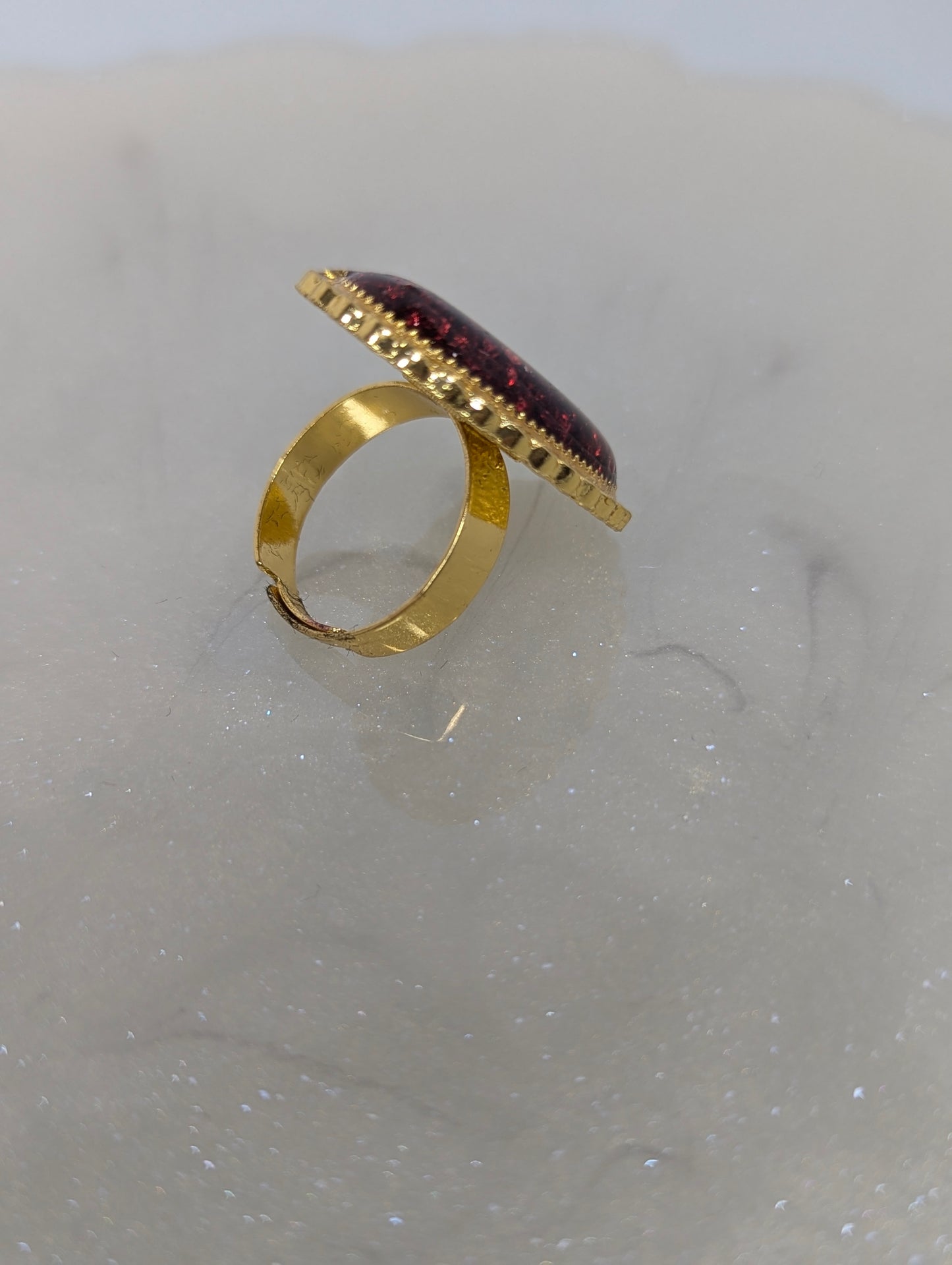 Burgundy Stones Resin Ring