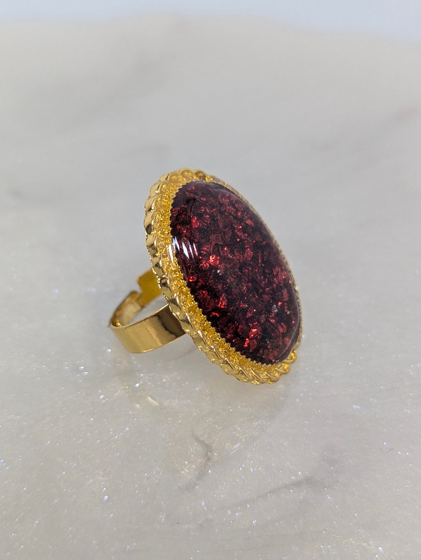 Burgundy Stones Resin Ring
