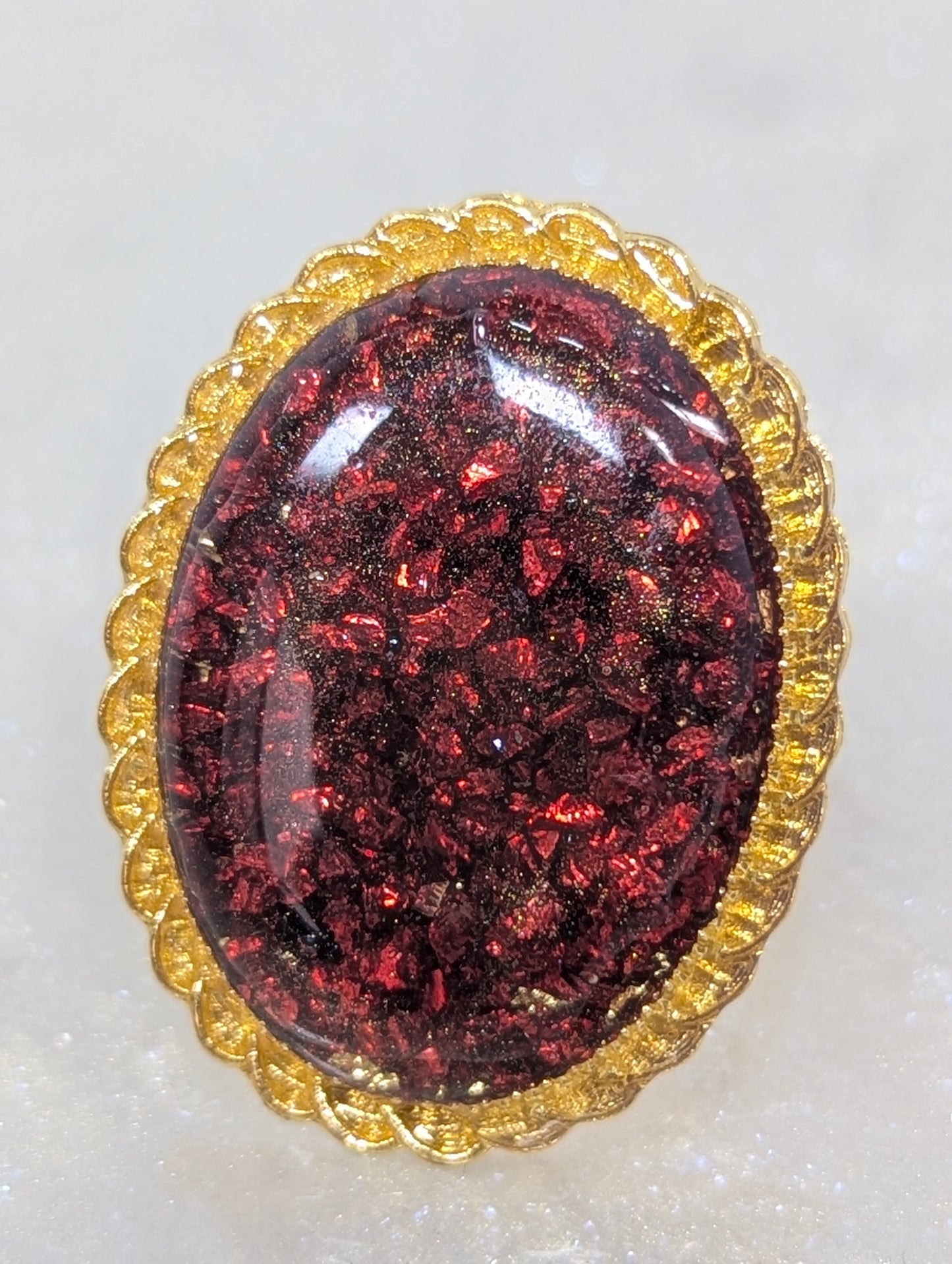 Burgundy Stones Resin Ring