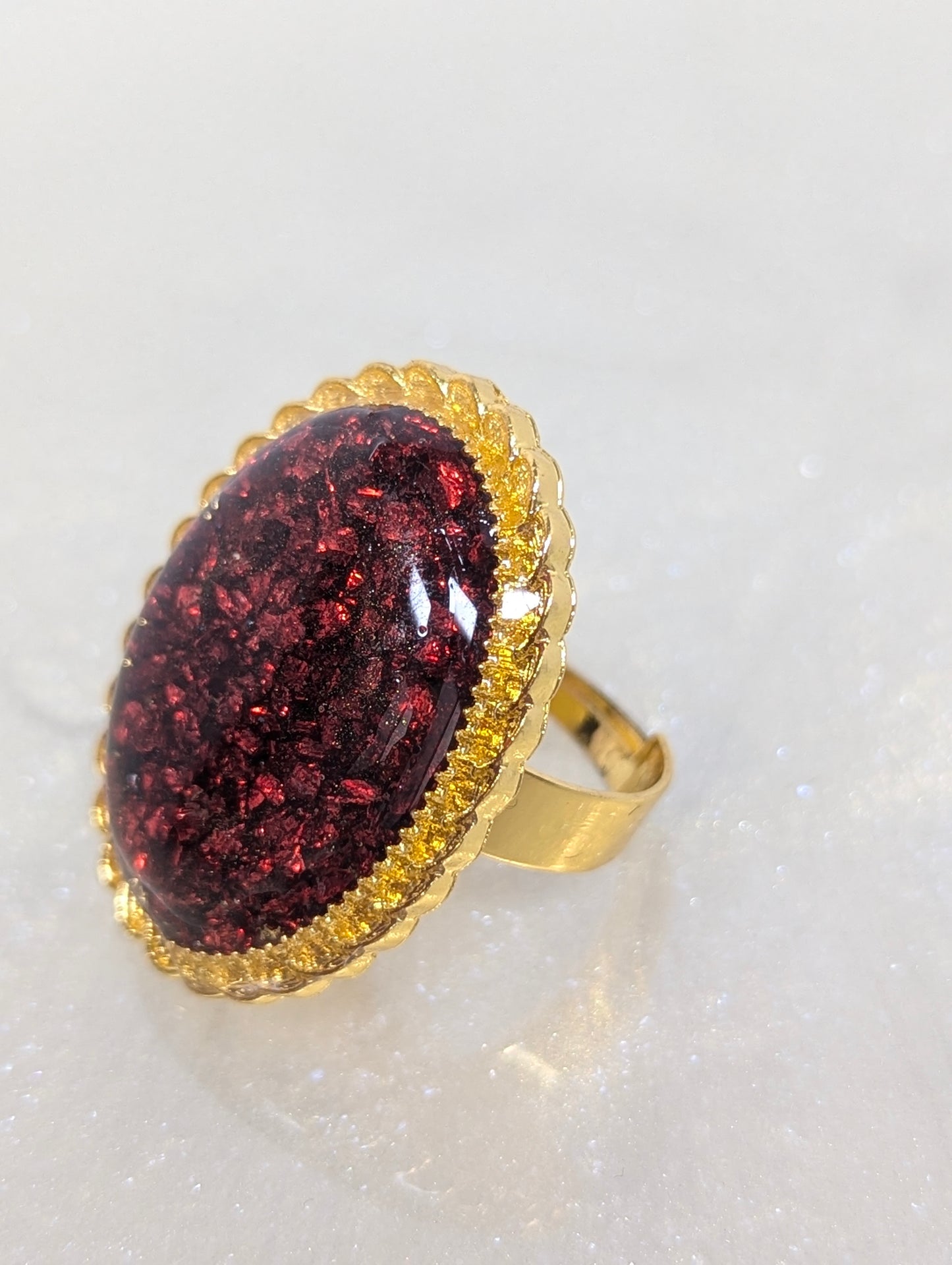 Burgundy Stones Resin Ring