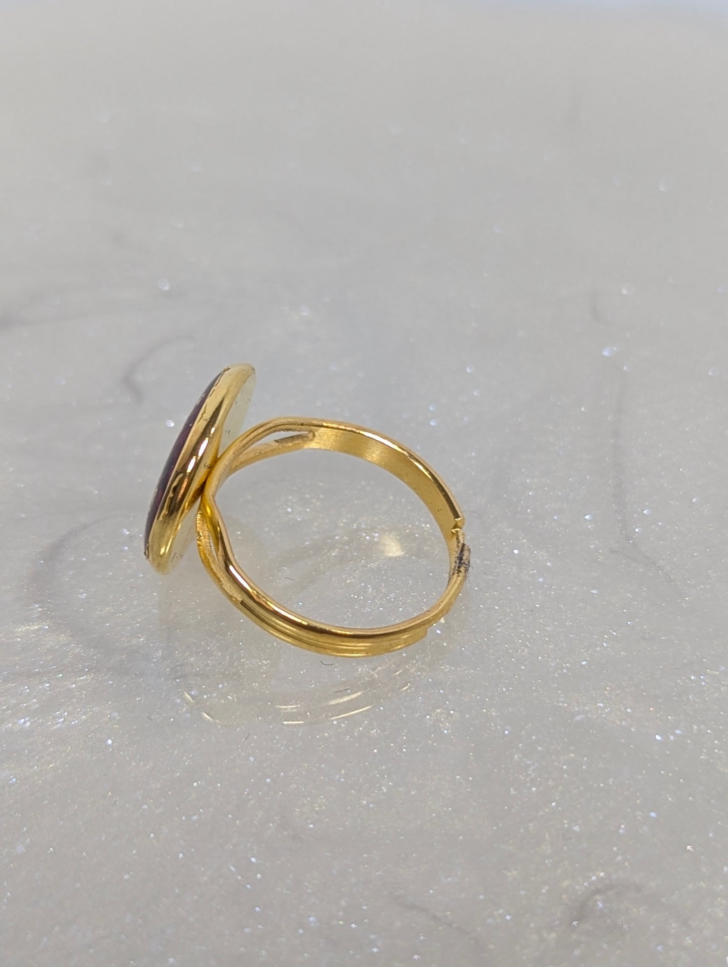 Rose Petals with Gold Flakes Resin Ring