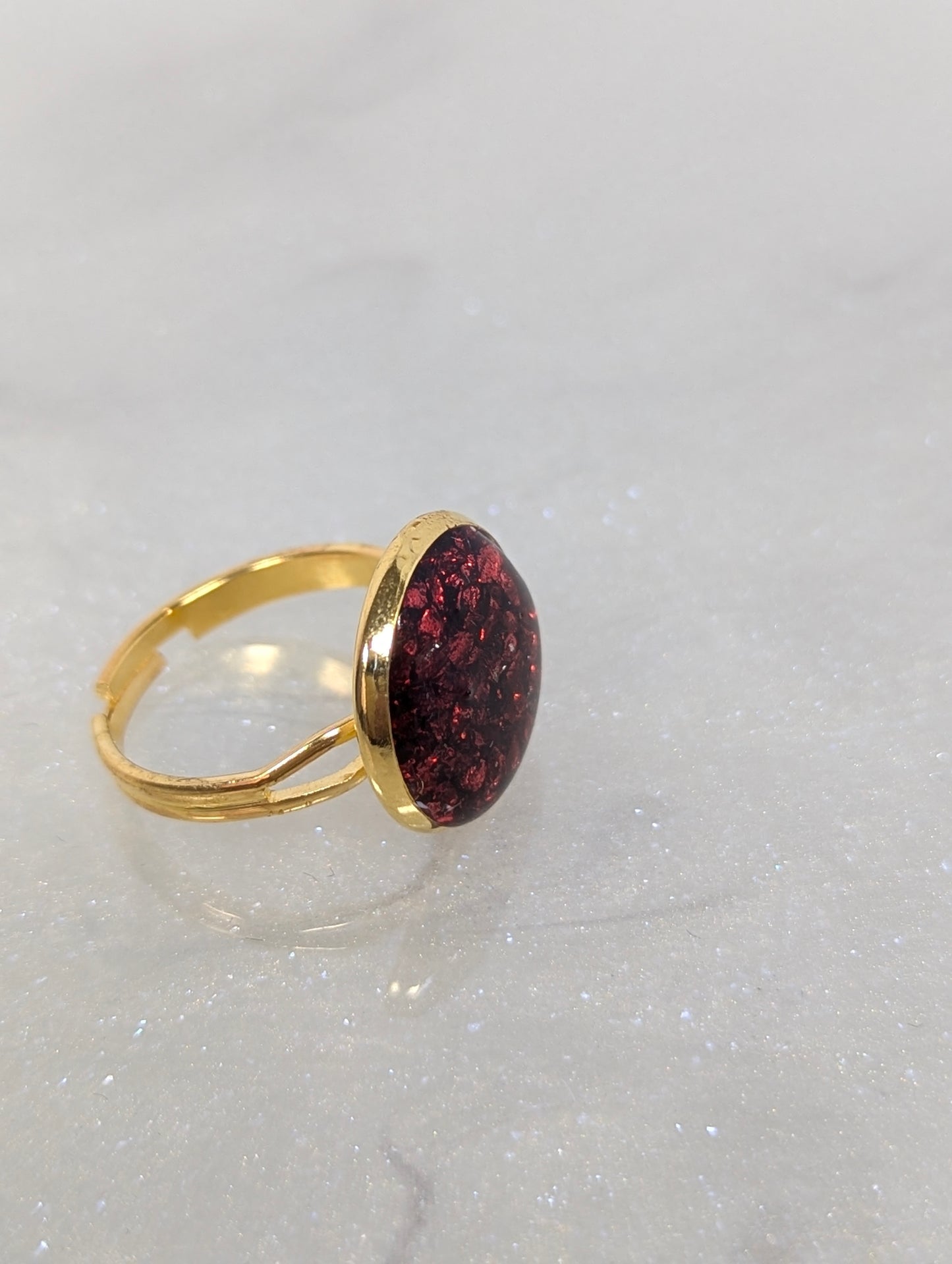 Burgundy Stones Resin Ring