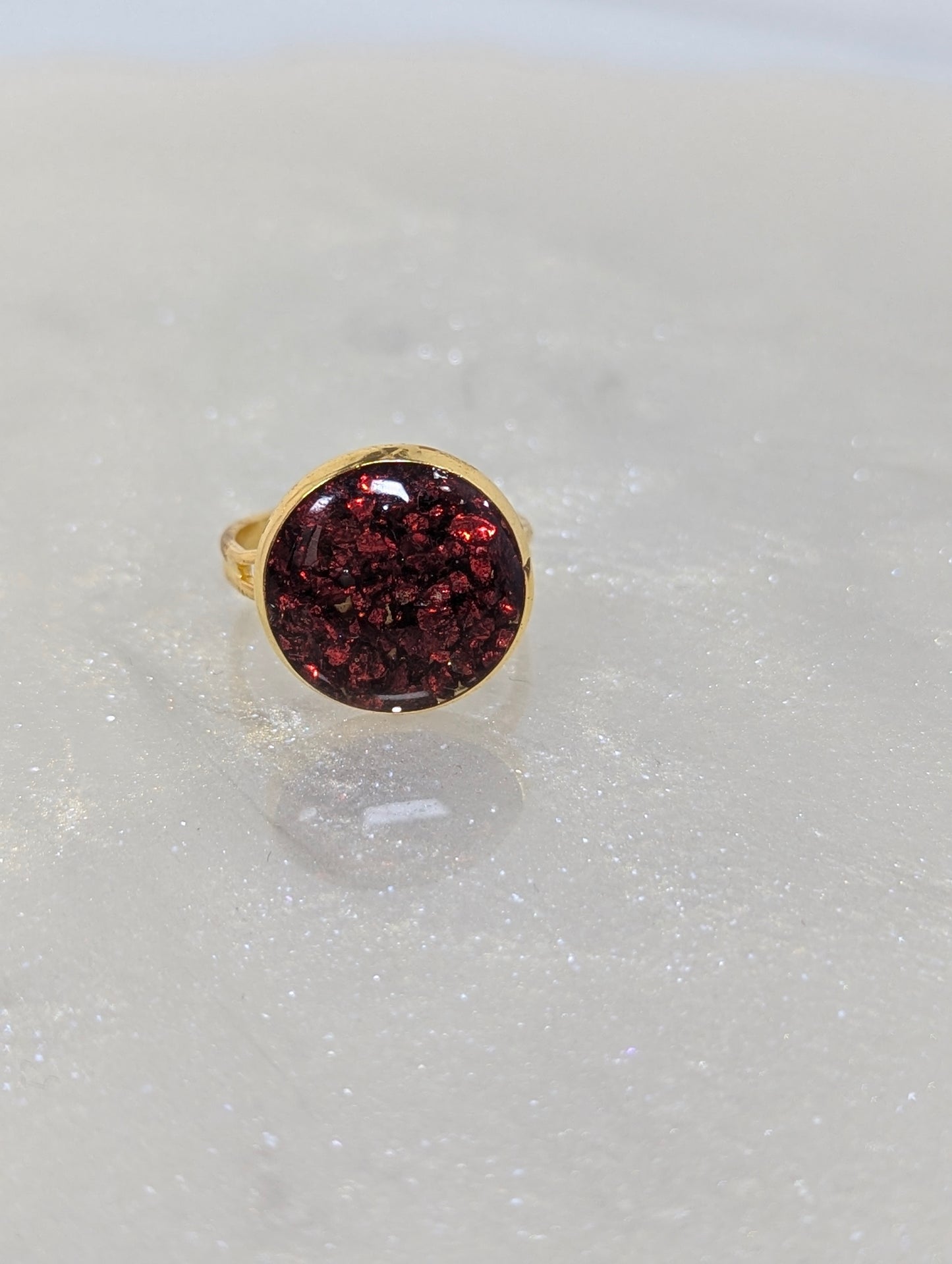 Burgundy Stones Resin Ring