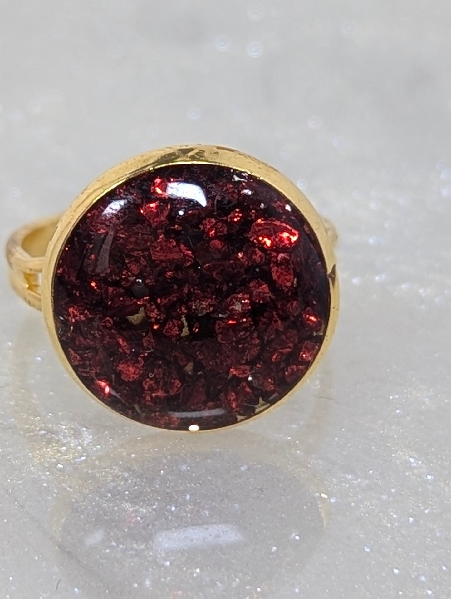 Burgundy Stones Resin Ring