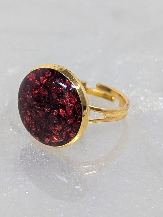 Burgundy Stones Resin Ring