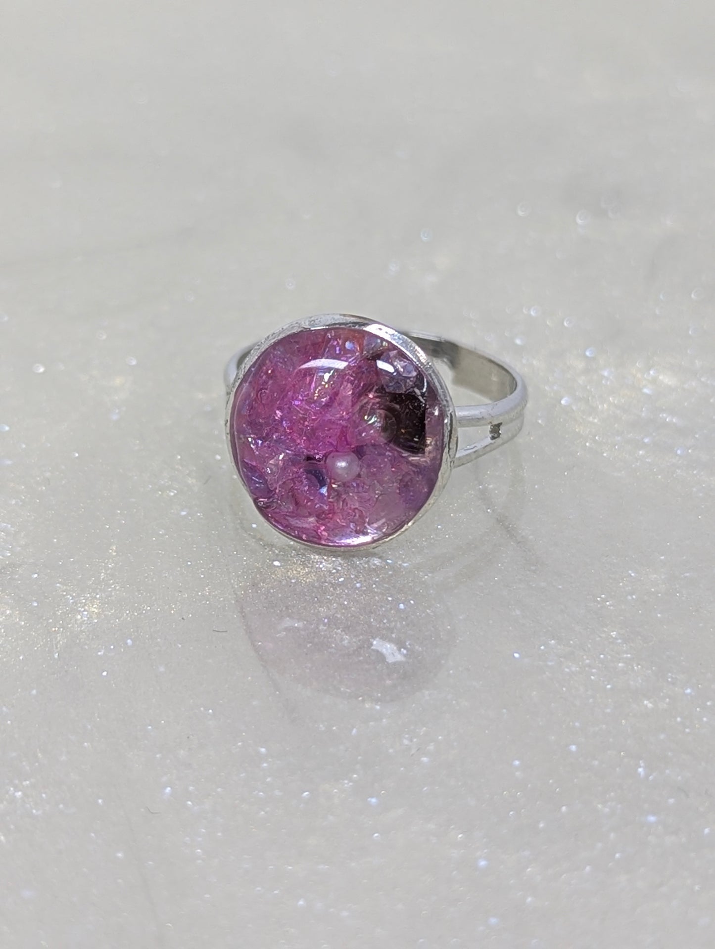 Pink Stones with Pearl Resin Ring
