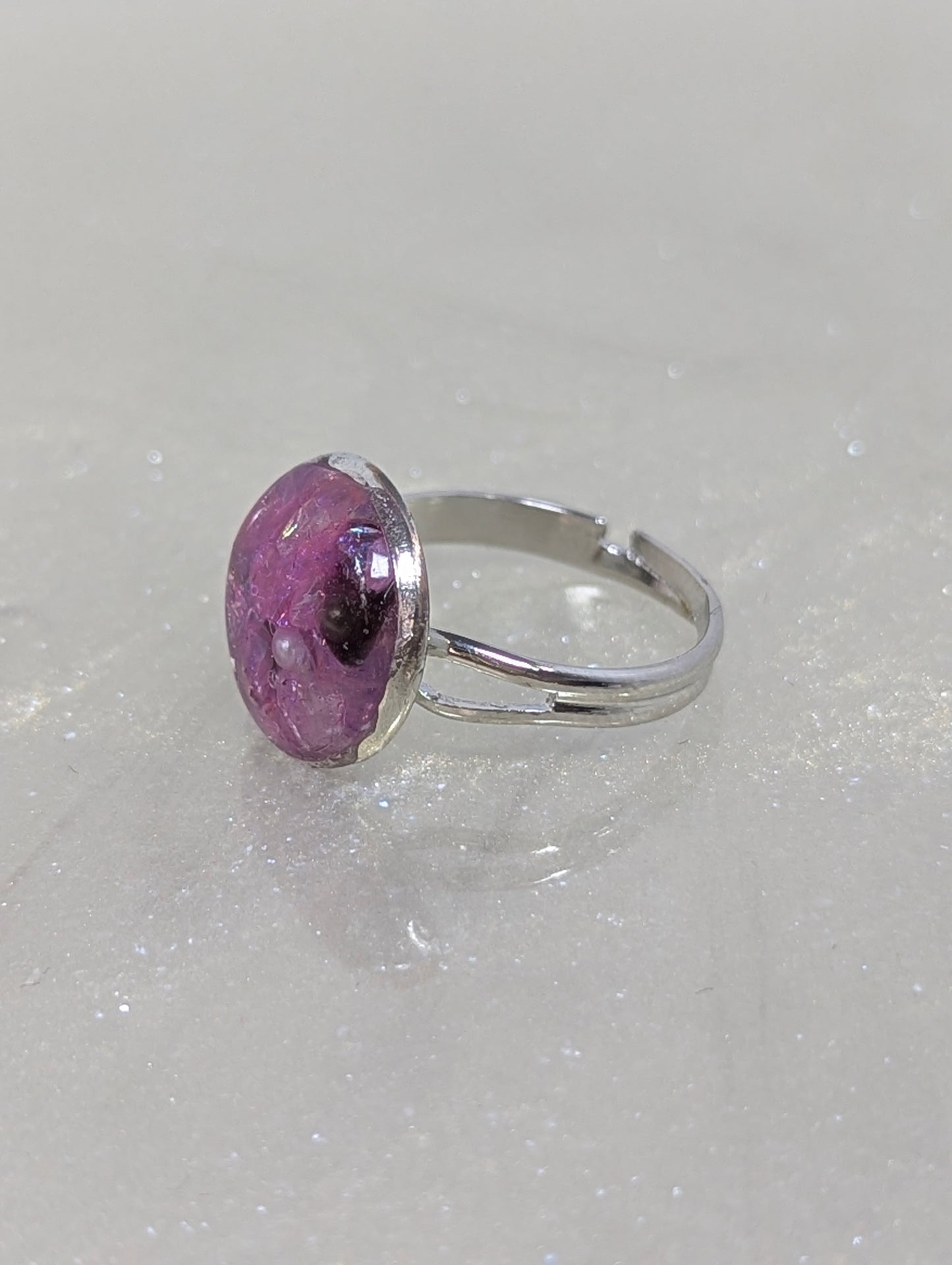 Pink Stones with Pearl Resin Ring