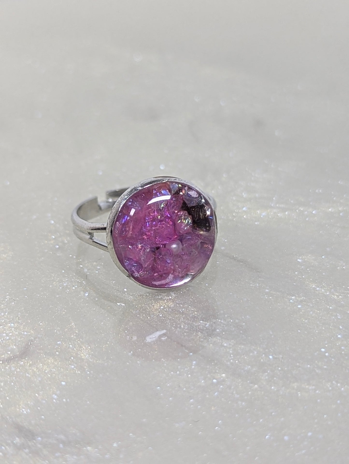 Pink Stones with Pearl Resin Ring
