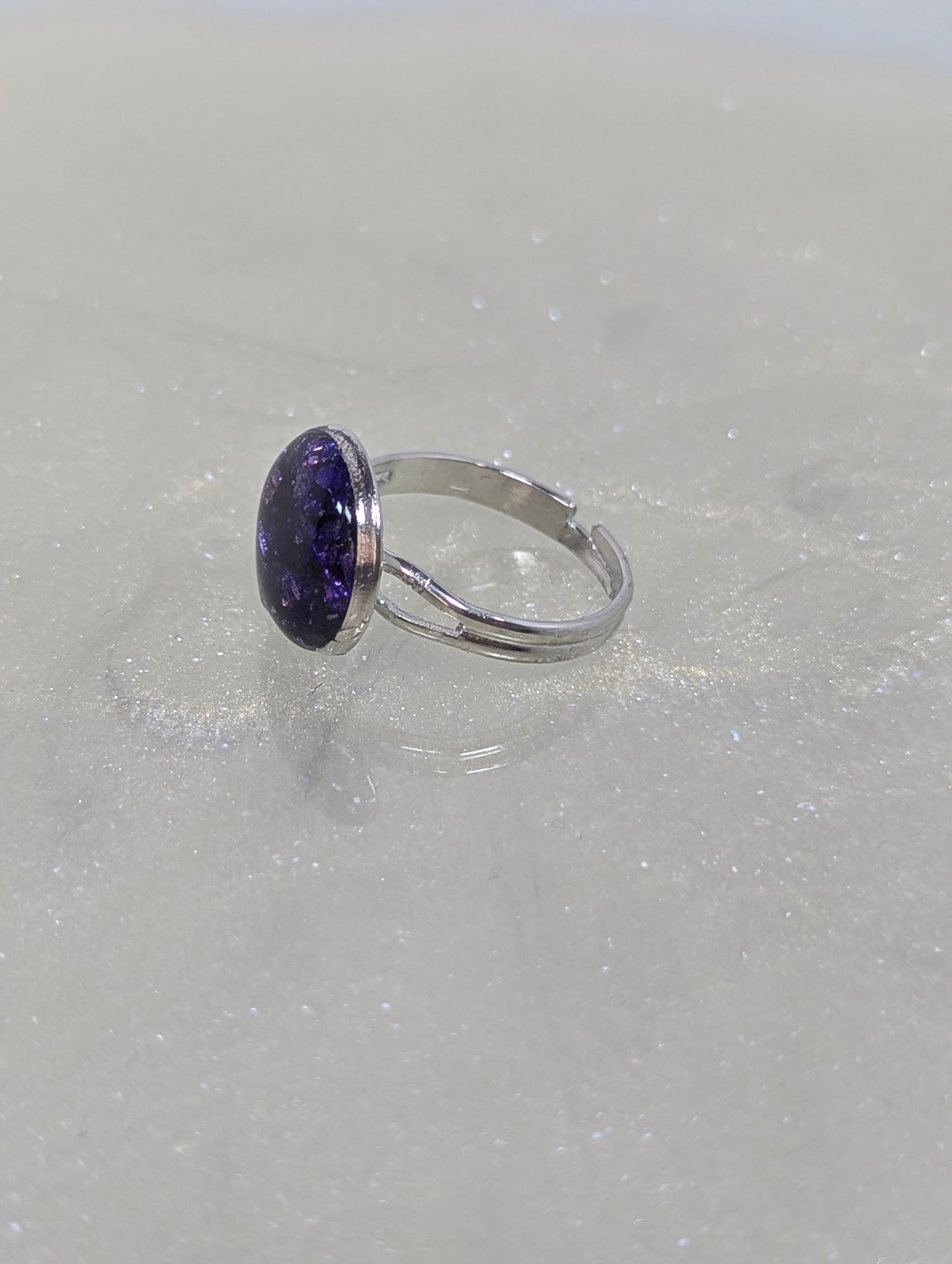 Purple Stones Ring with Silver Base