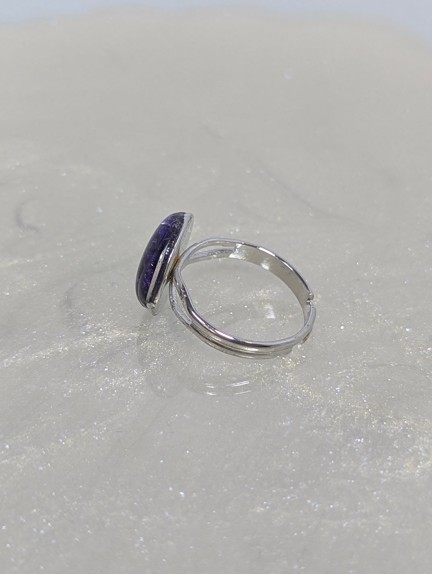 Purple Stones Ring with Silver Base