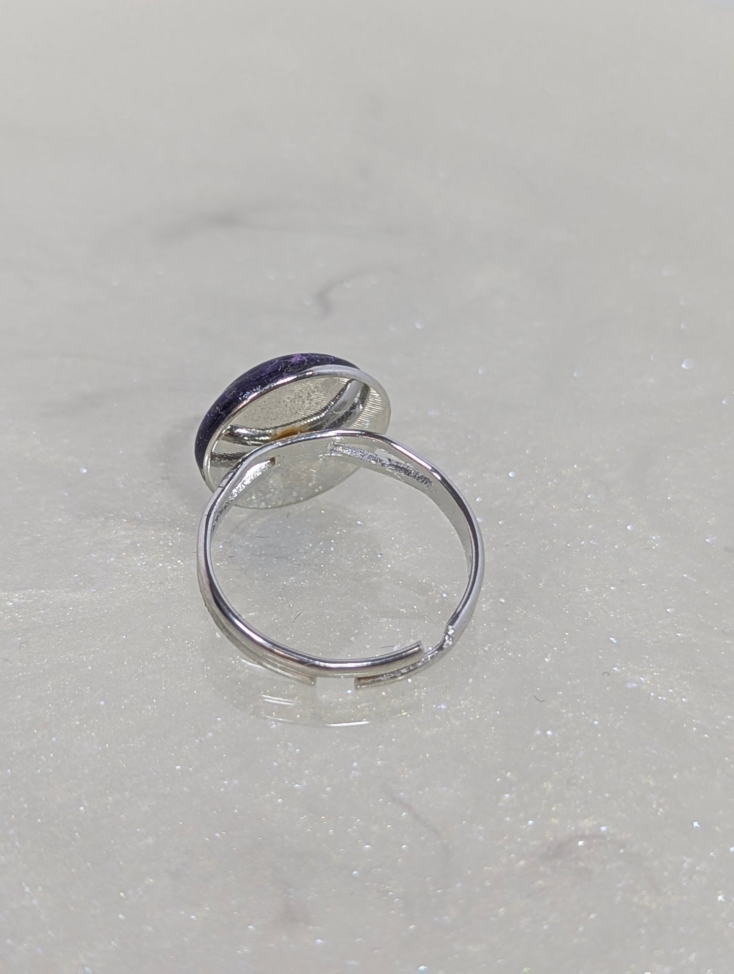 Purple Stones Ring with Silver Base