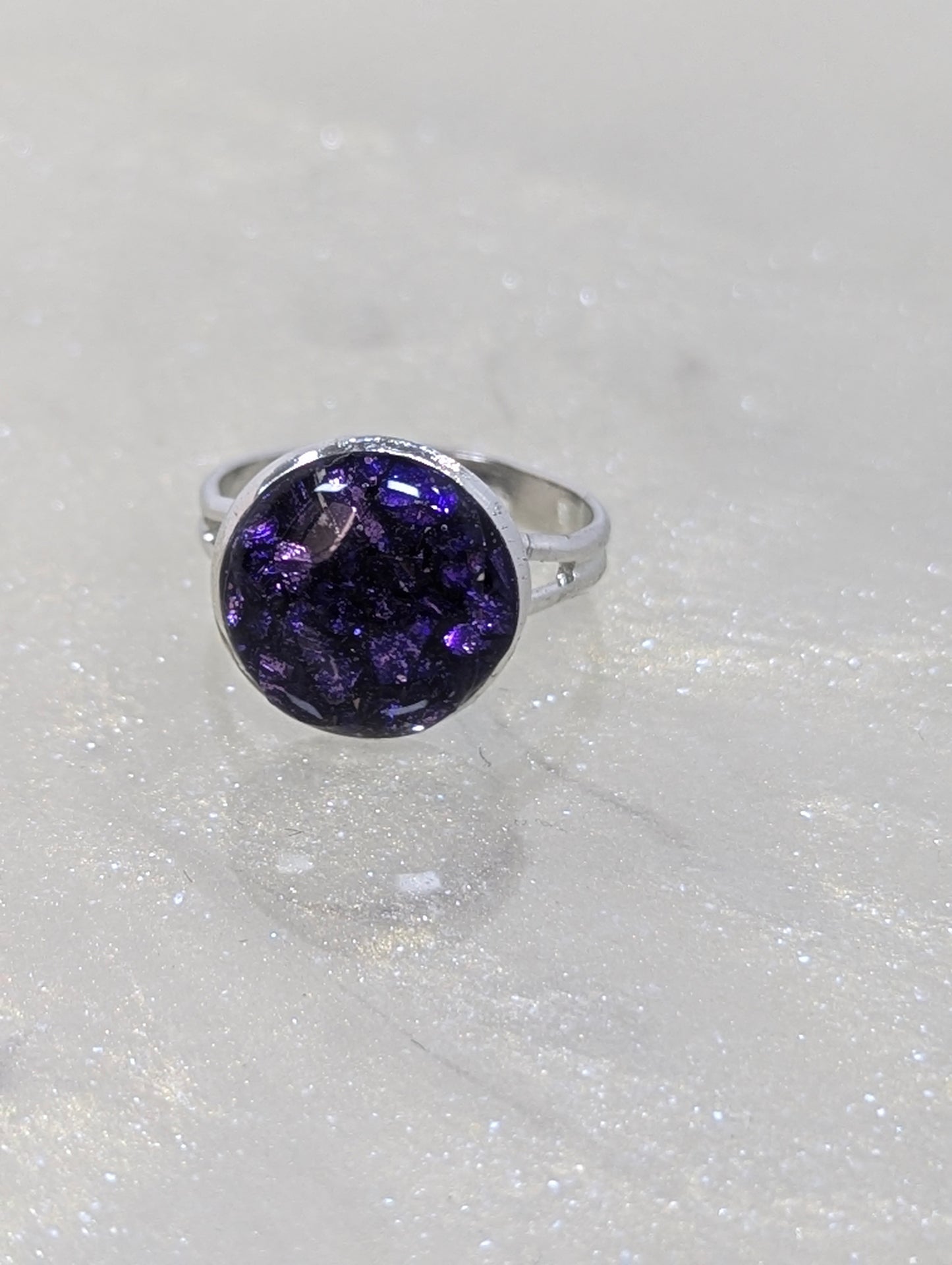 Purple Stones Ring with Silver Base