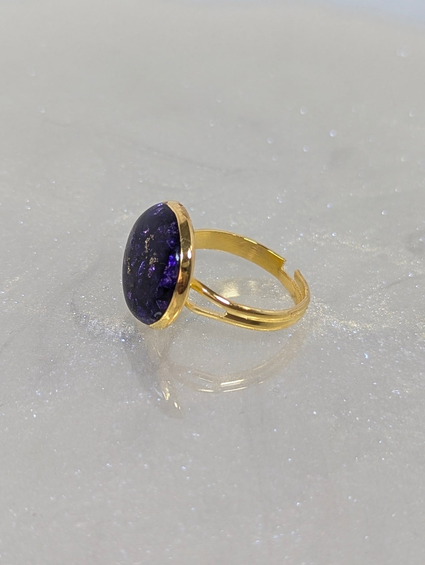 Purple Stones Ring with Gold Base