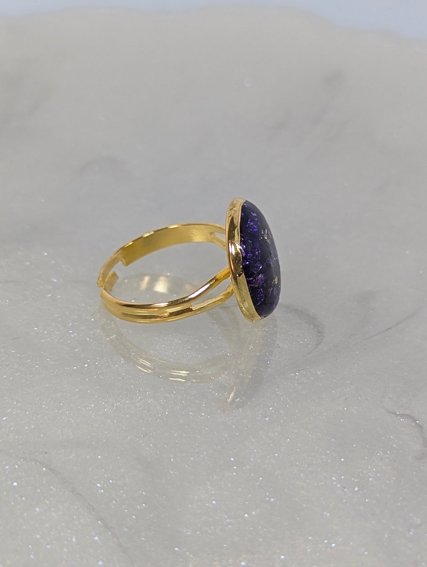 Purple Stones Ring with Gold Base