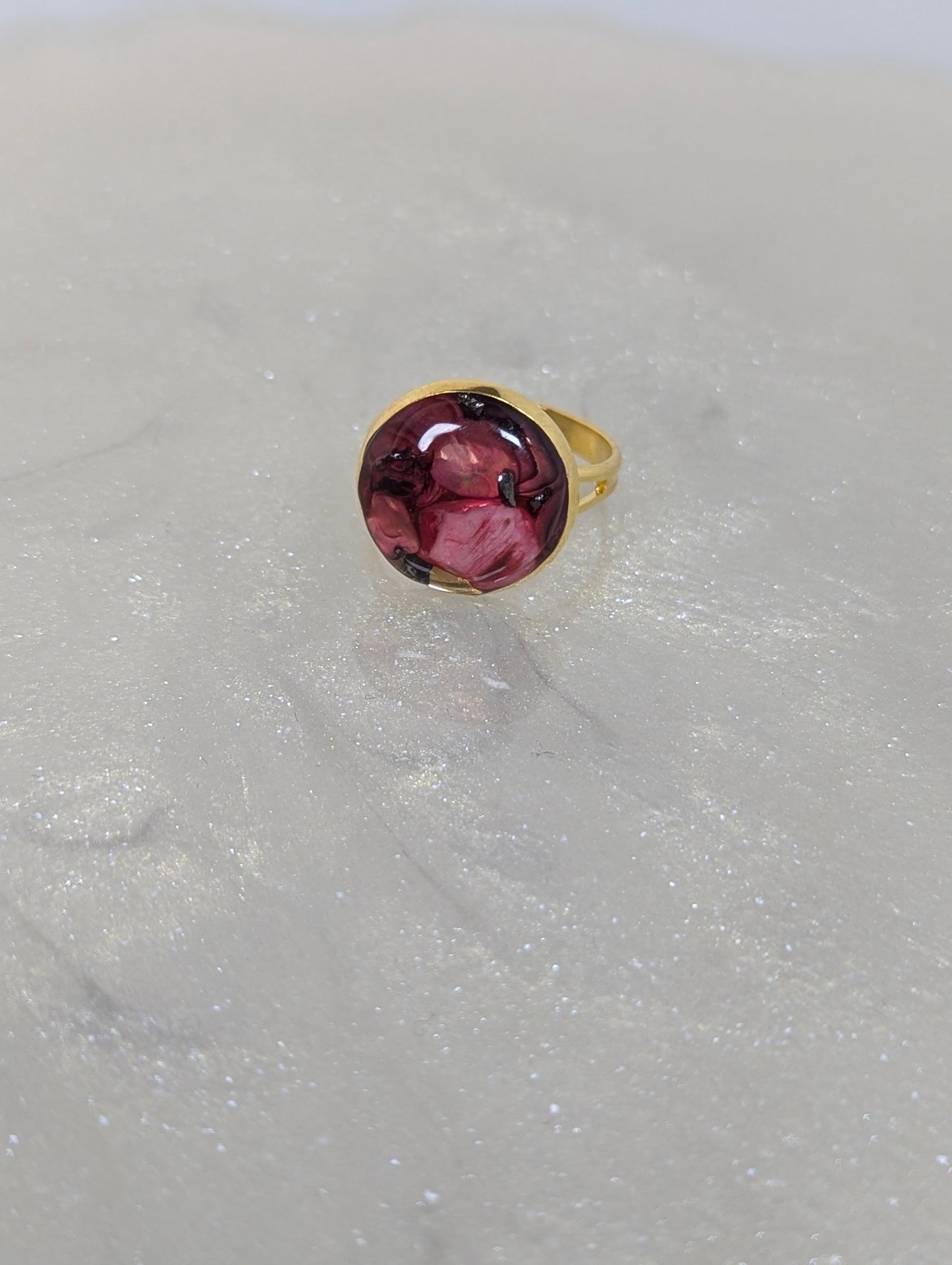 Pink-Red Stones Resin Ring