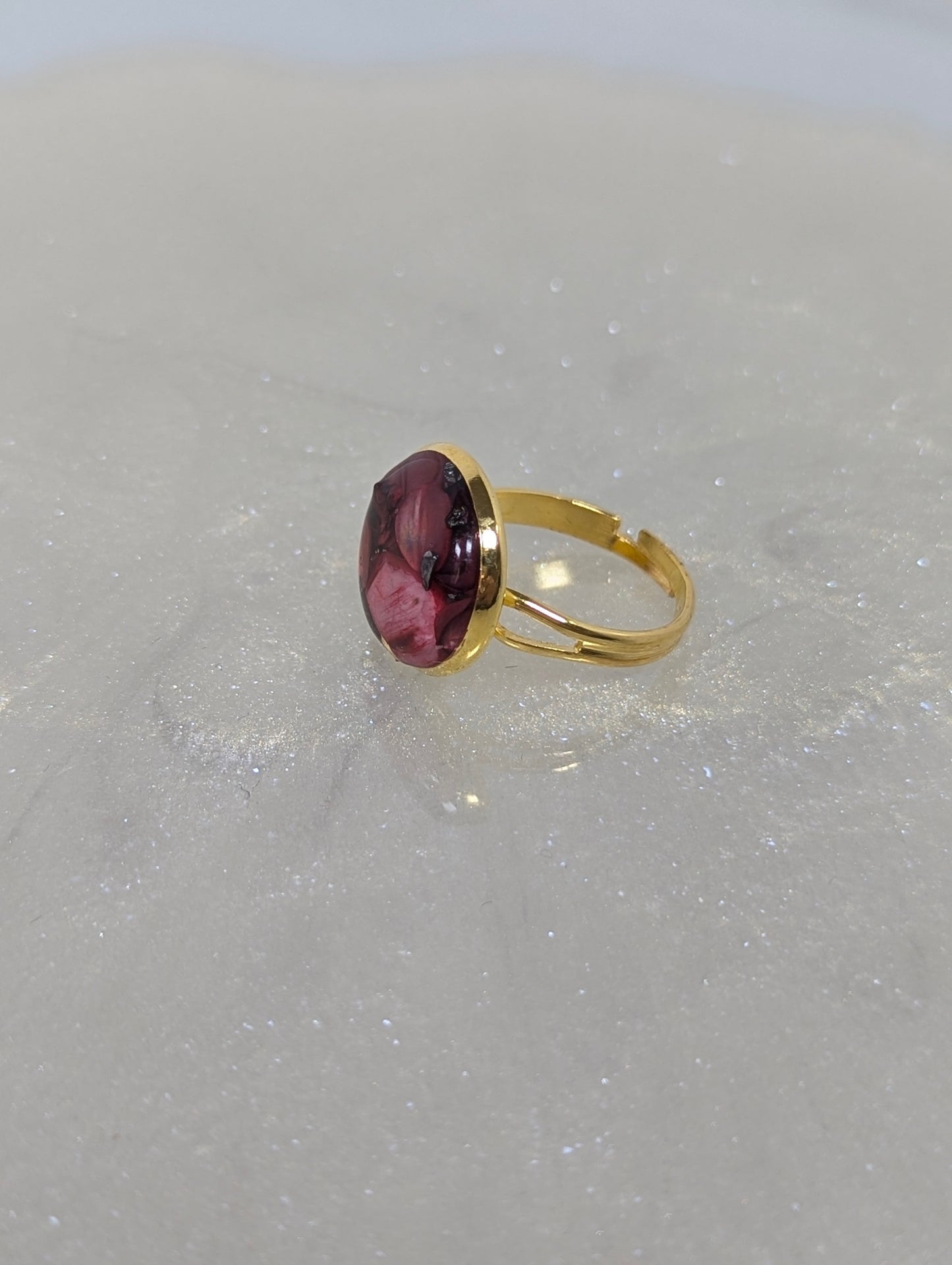 Pink-Red Stones Resin Ring