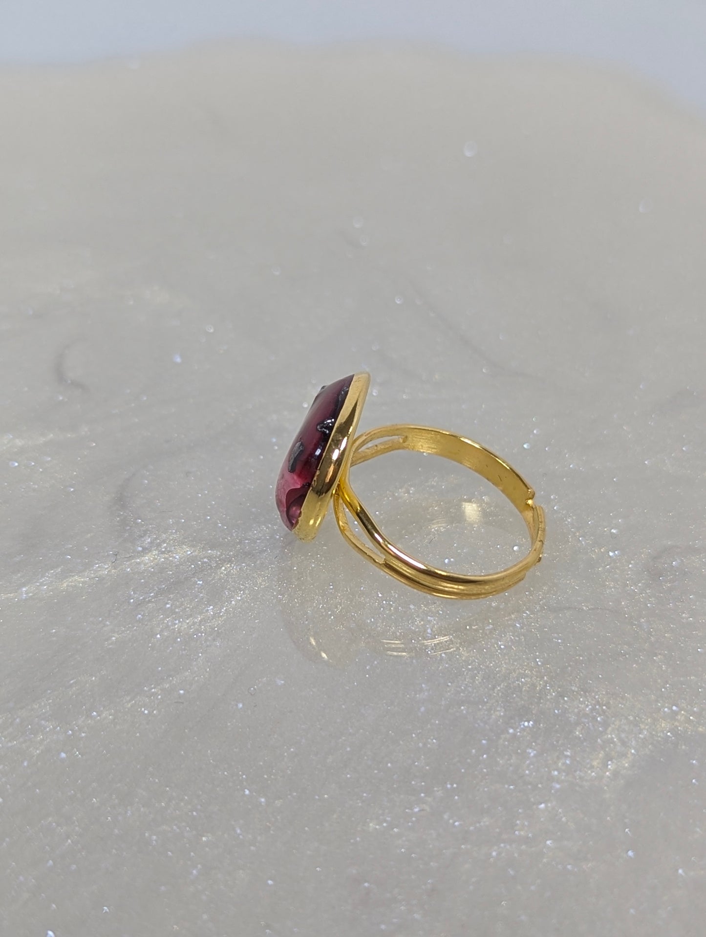 Pink-Red Stones Resin Ring