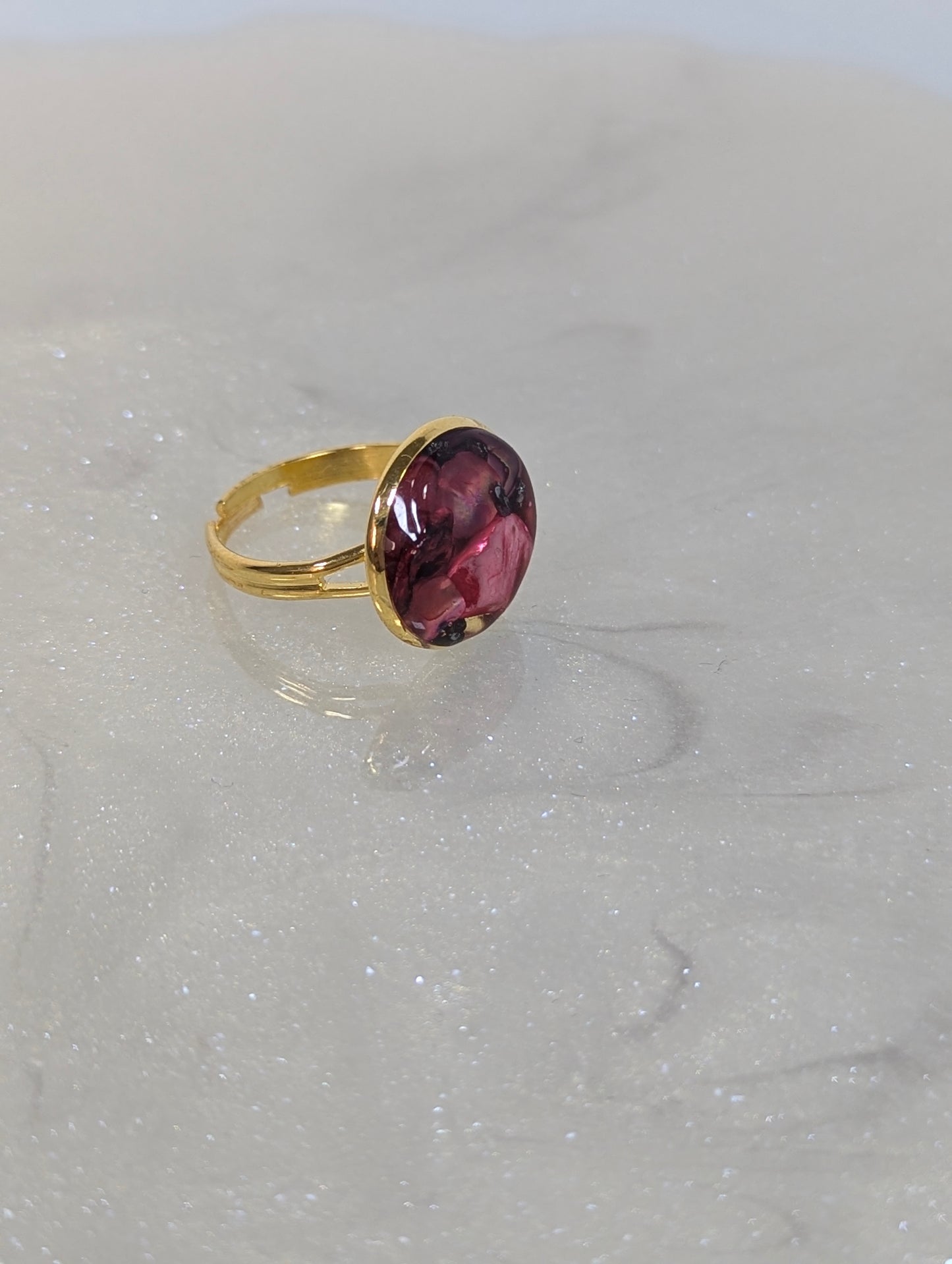 Pink-Red Stones Resin Ring