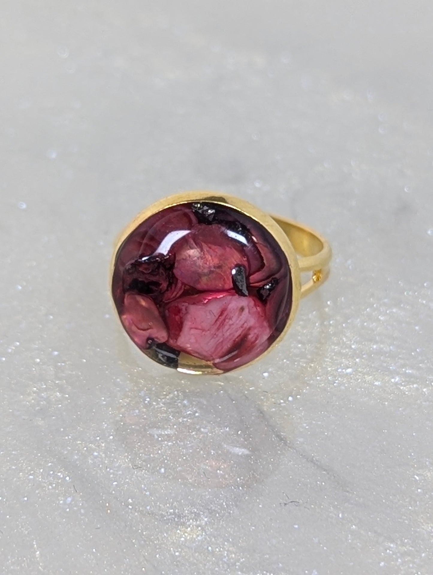Pink-Red Stones Resin Ring