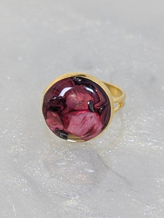 Pink-Red Stones Resin Ring