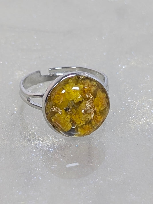 Yellow Flower Resin Ring