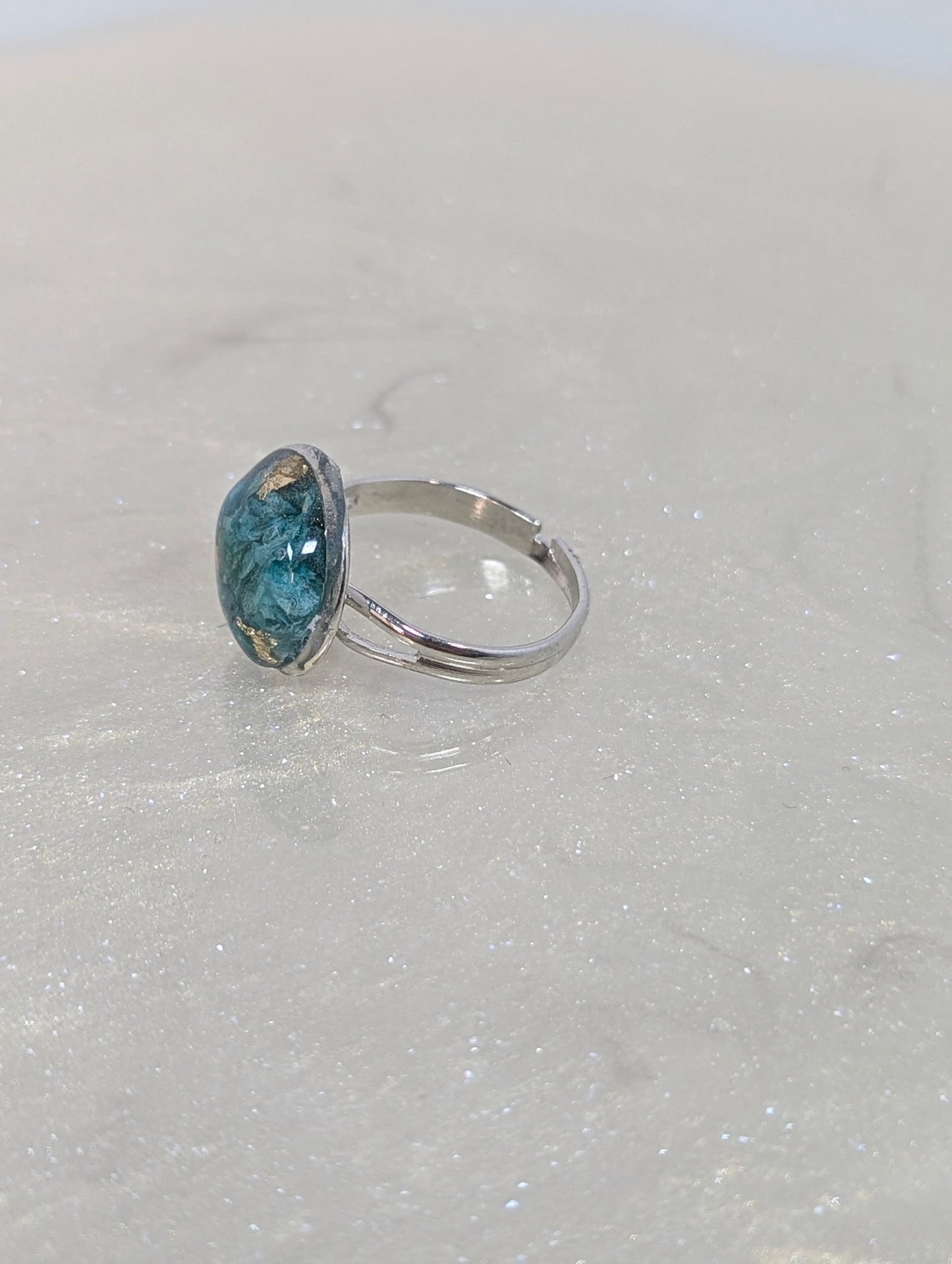 Sky Blue Flower Resin Ring