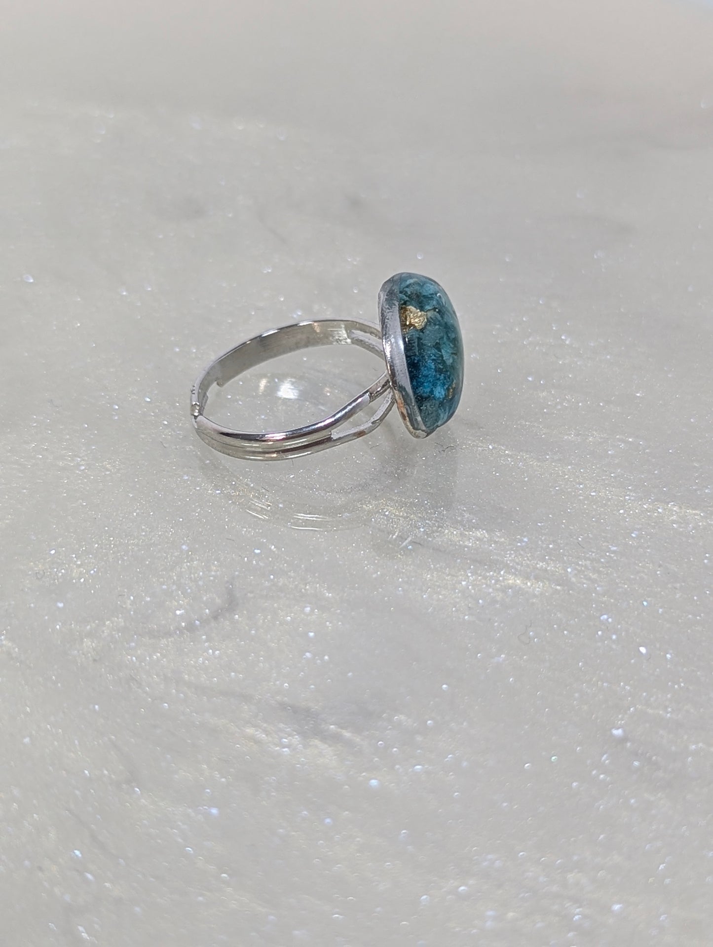 Sky Blue Flower Resin Ring