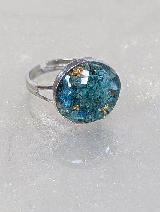 Sky Blue Flower Resin Ring