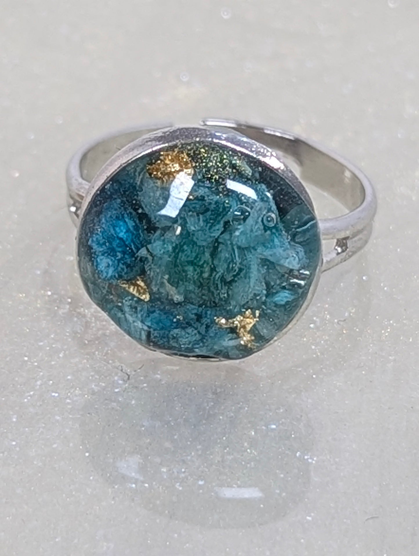 Sky Blue Flower Resin Ring