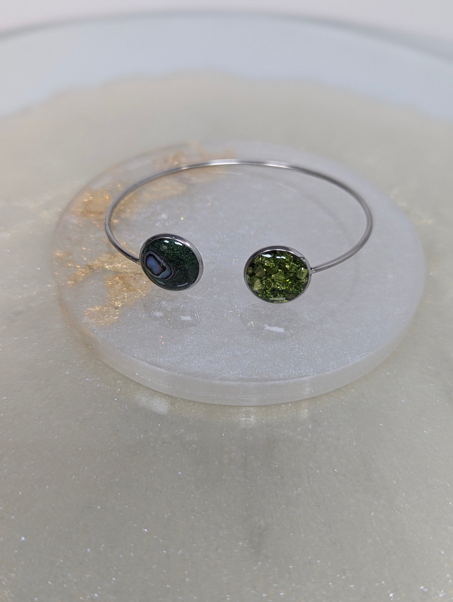 Green Stones Resin Bangle