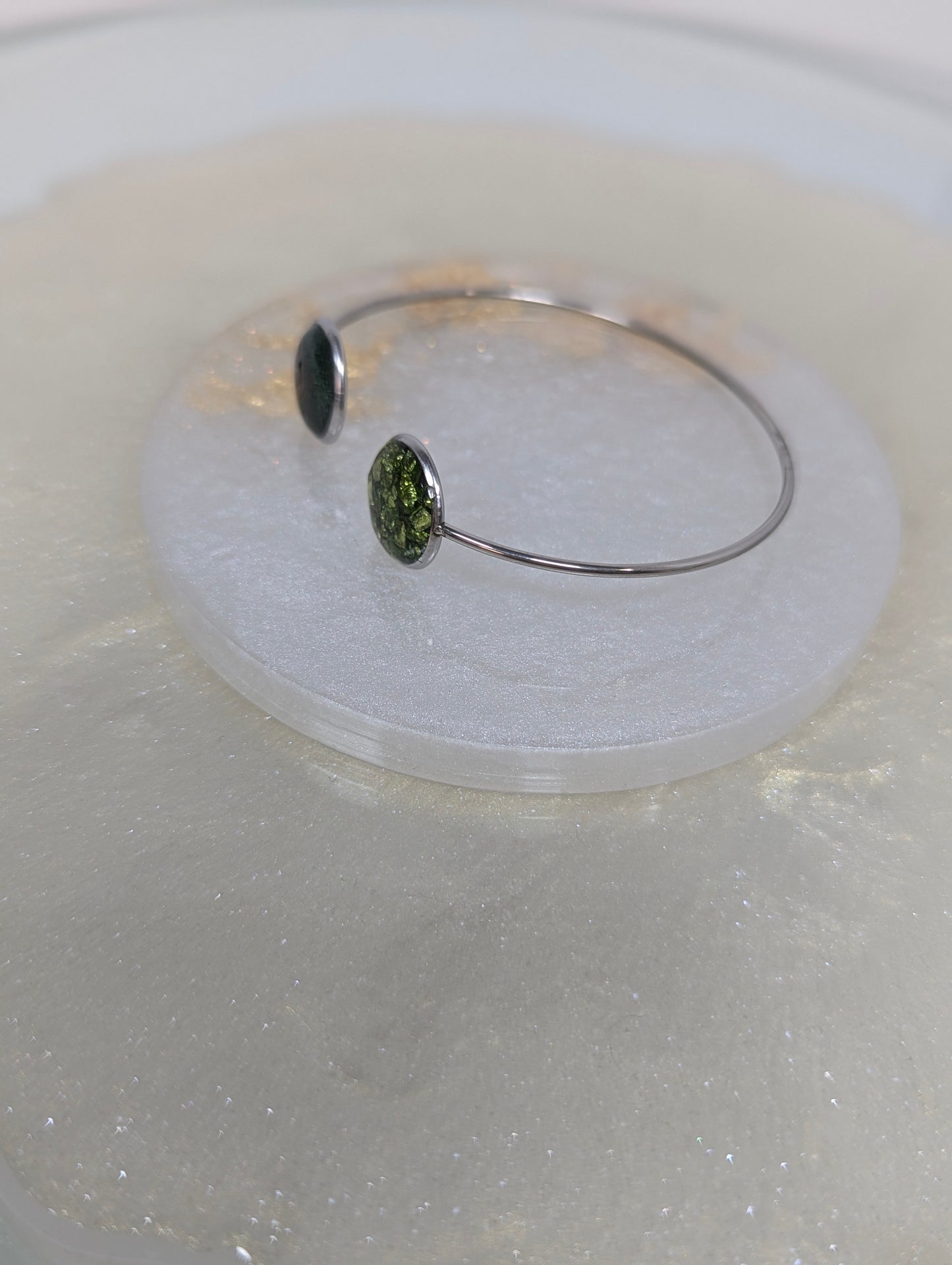 Green Stones Resin Bangle