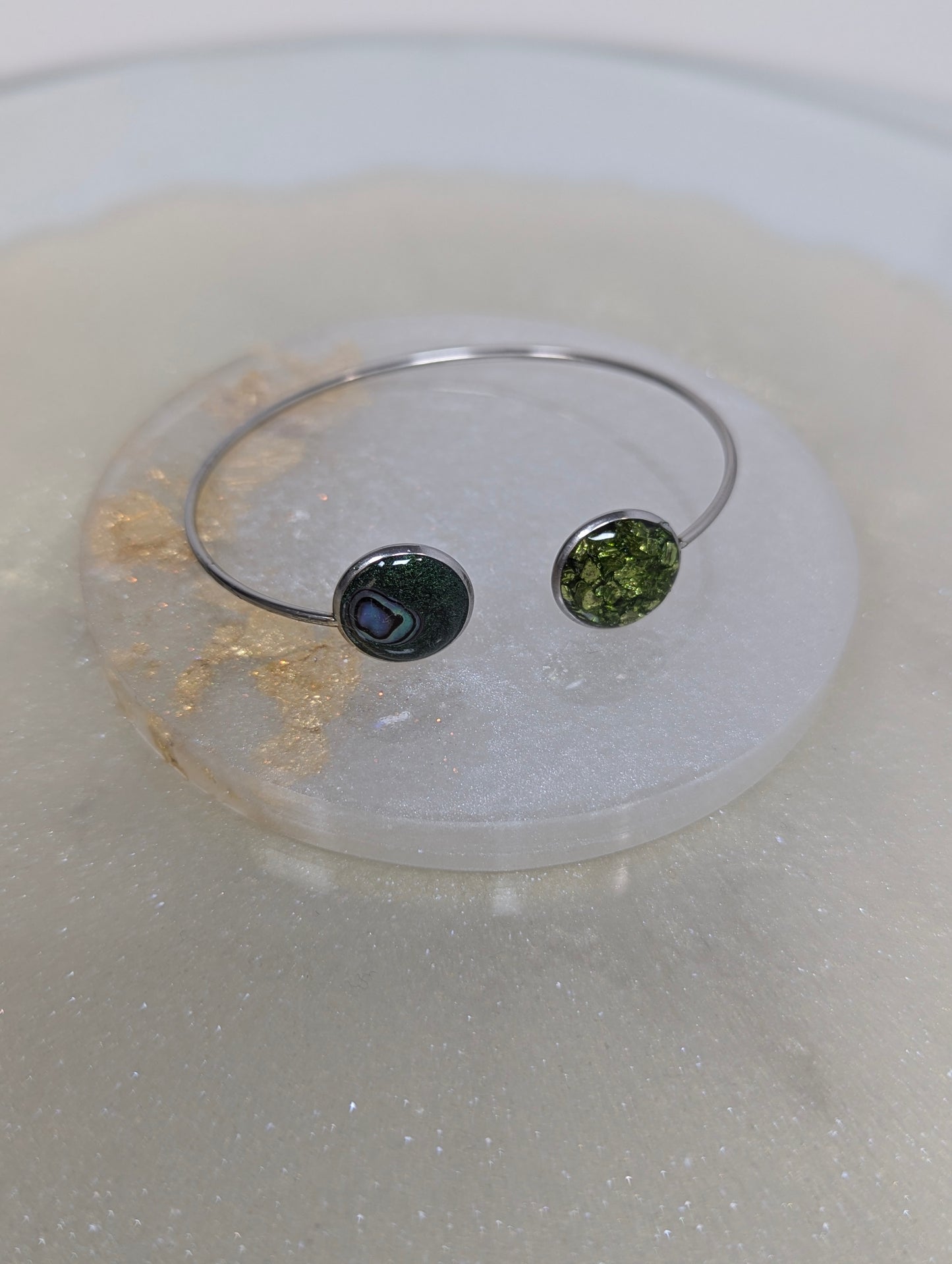 Green Stones Resin Bangle