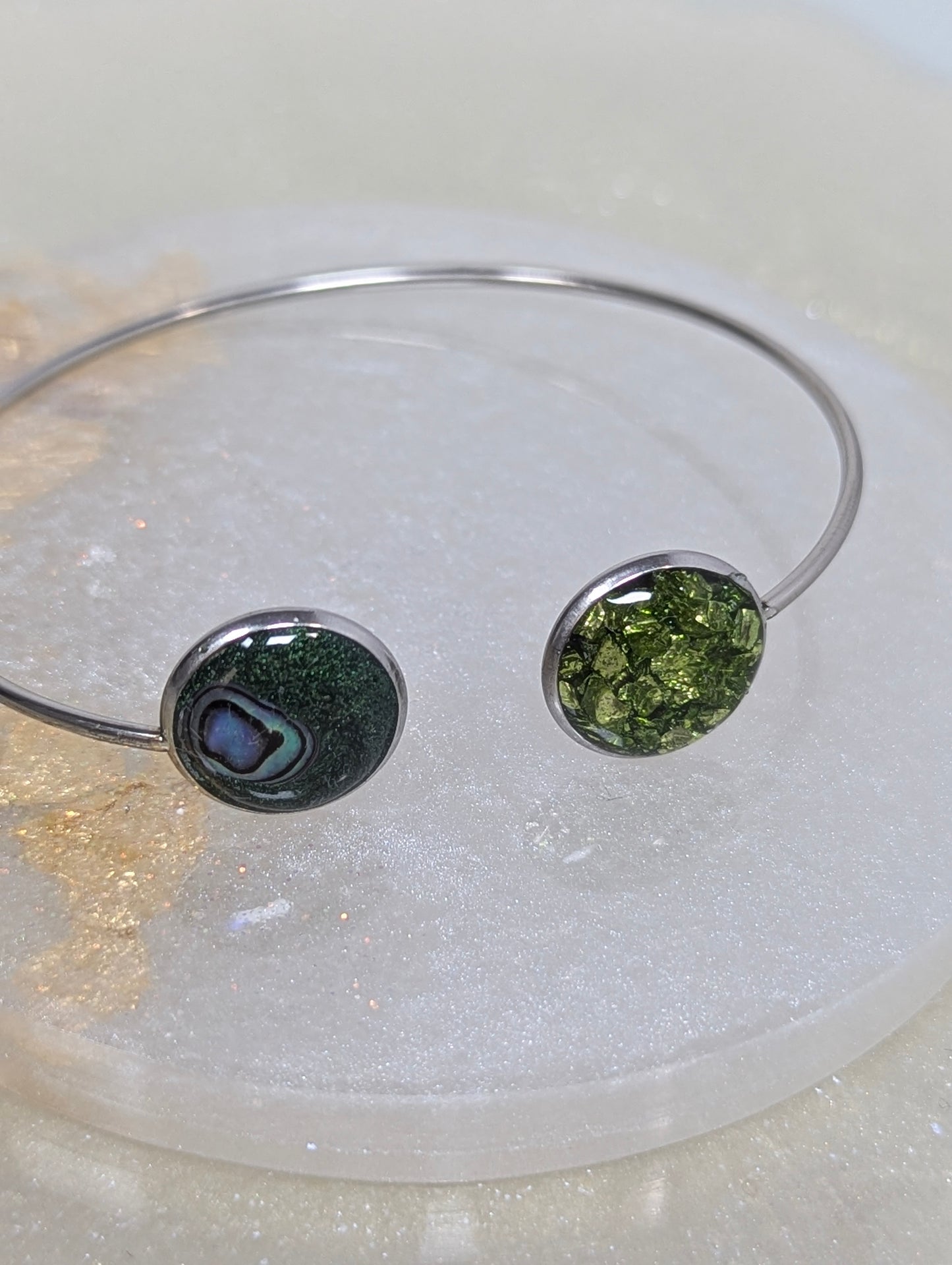 Green Stones Resin Bangle