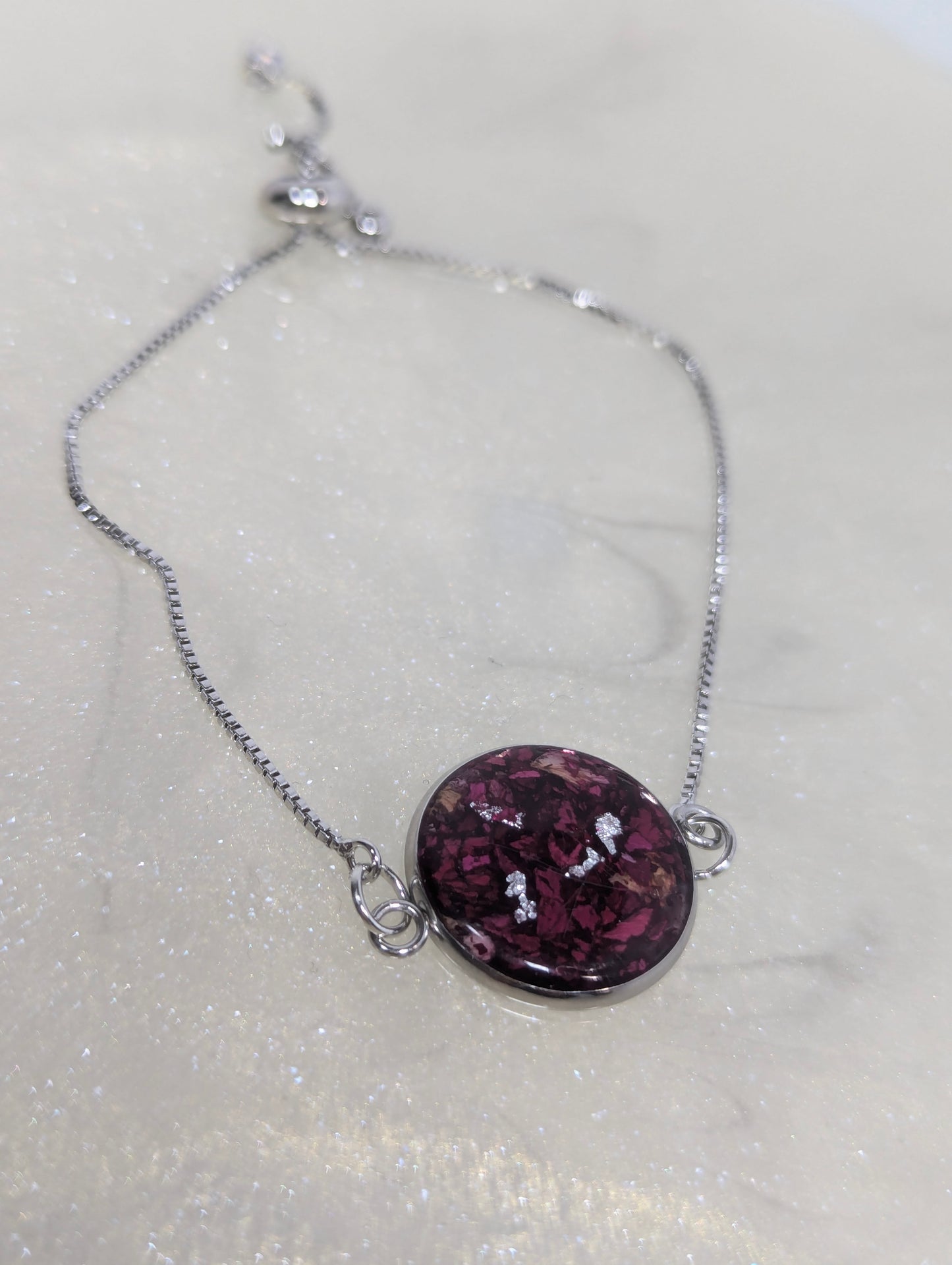 Rose Petals With Silver Flakes Bracelet