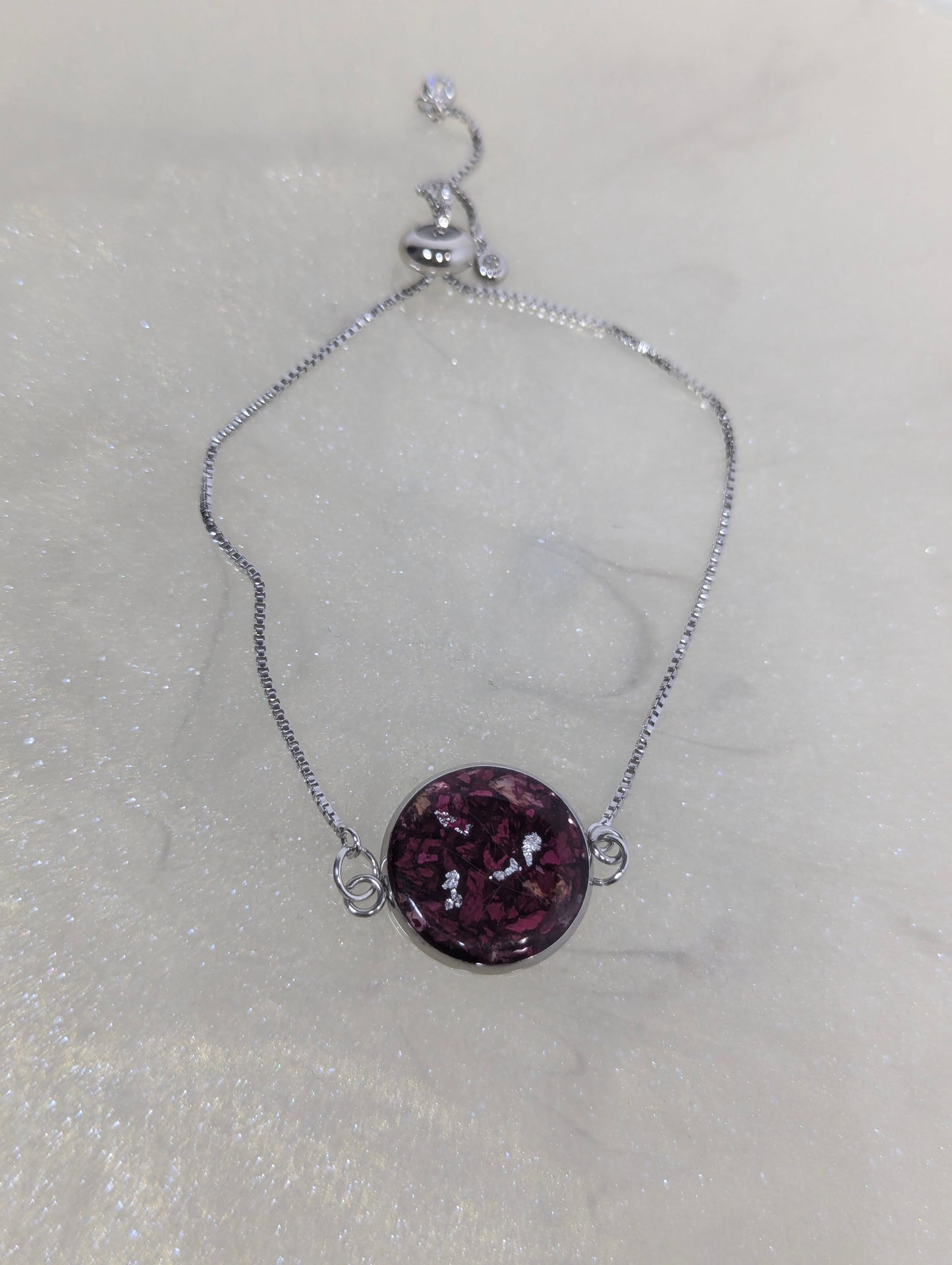 Rose Petals With Silver Flakes Bracelet