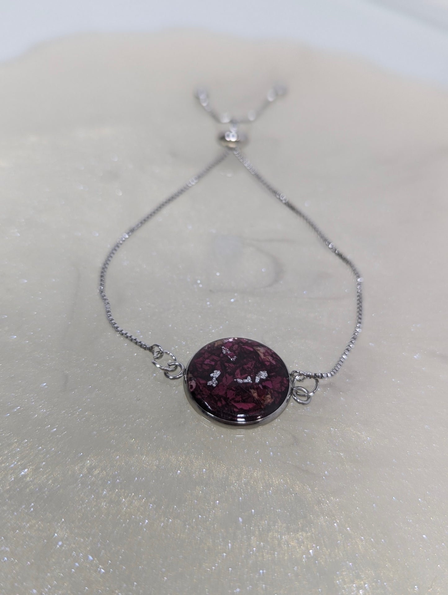 Rose Petals With Silver Flakes Bracelet