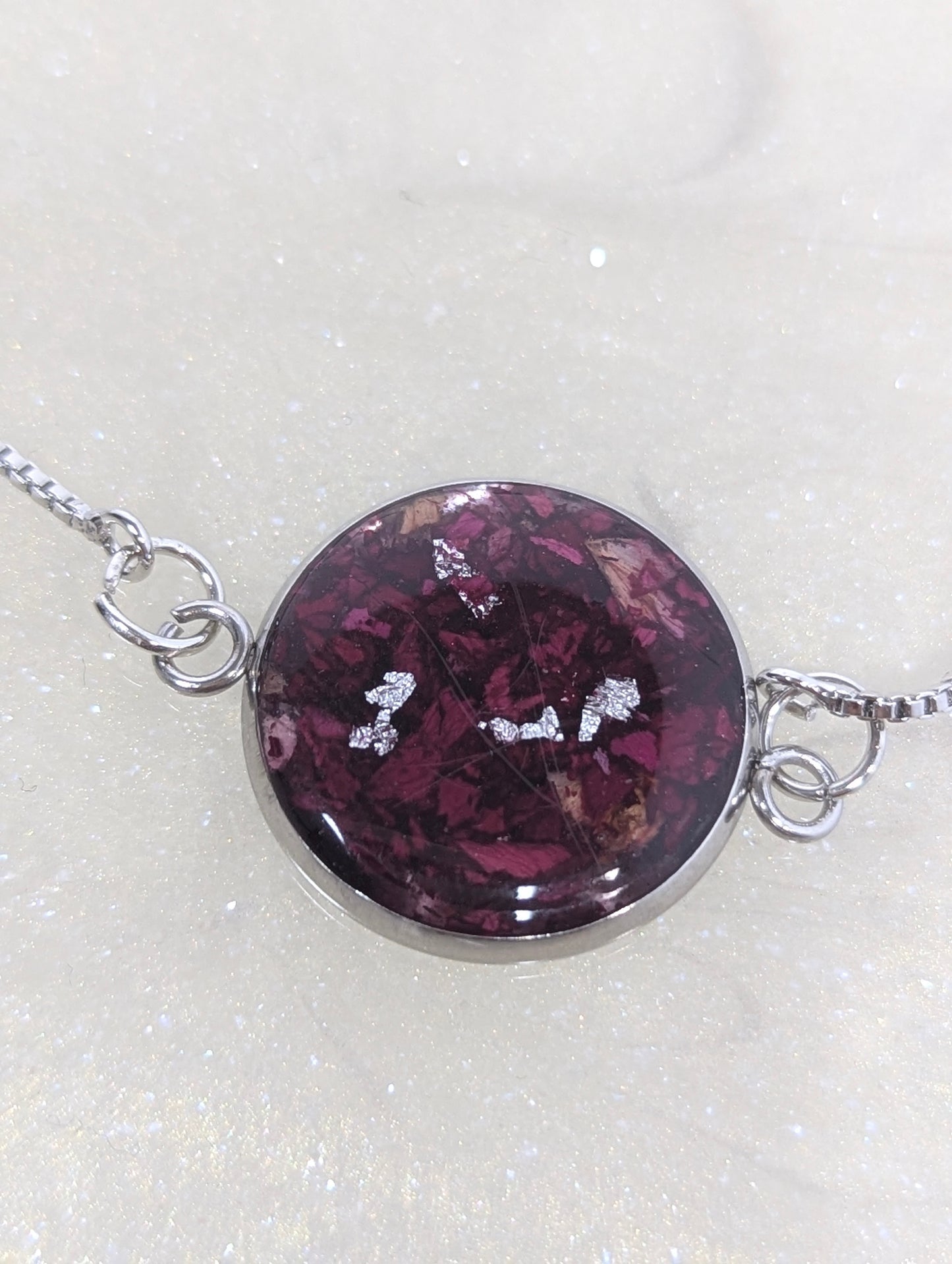Rose Petals With Silver Flakes Bracelet