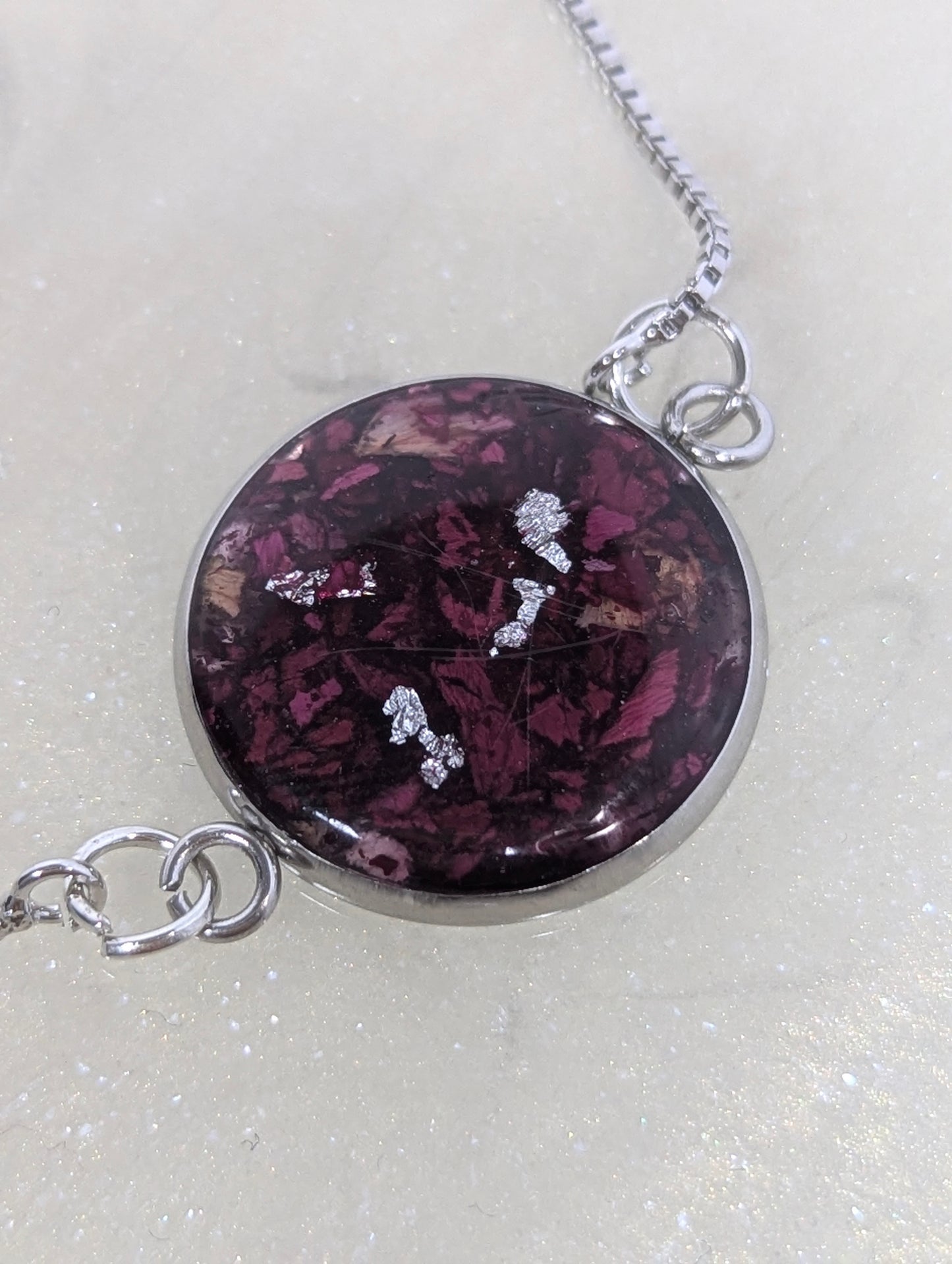 Rose Petals With Silver Flakes Bracelet