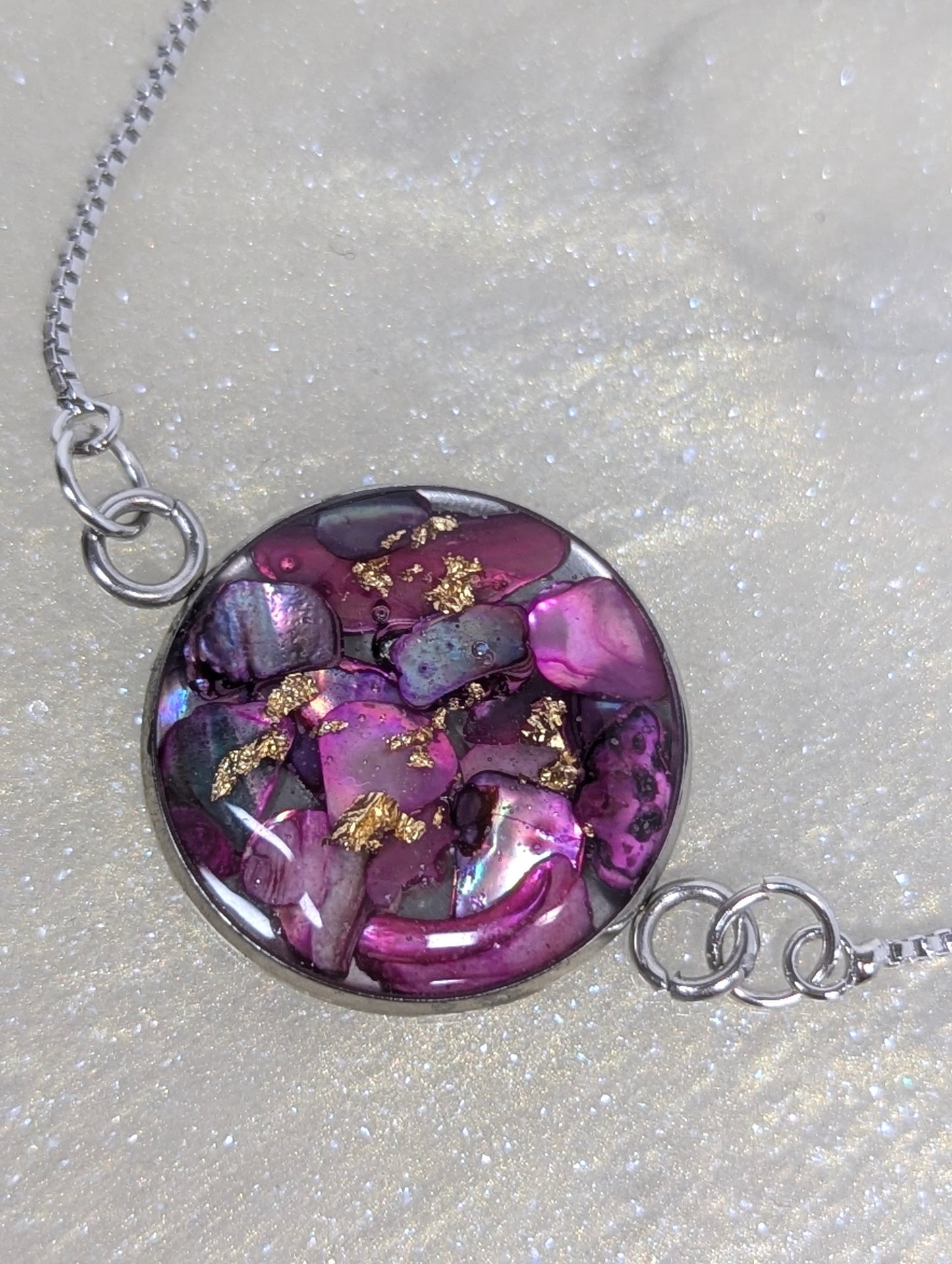 Pink Purple Stones With Gold Flakes Bracelet