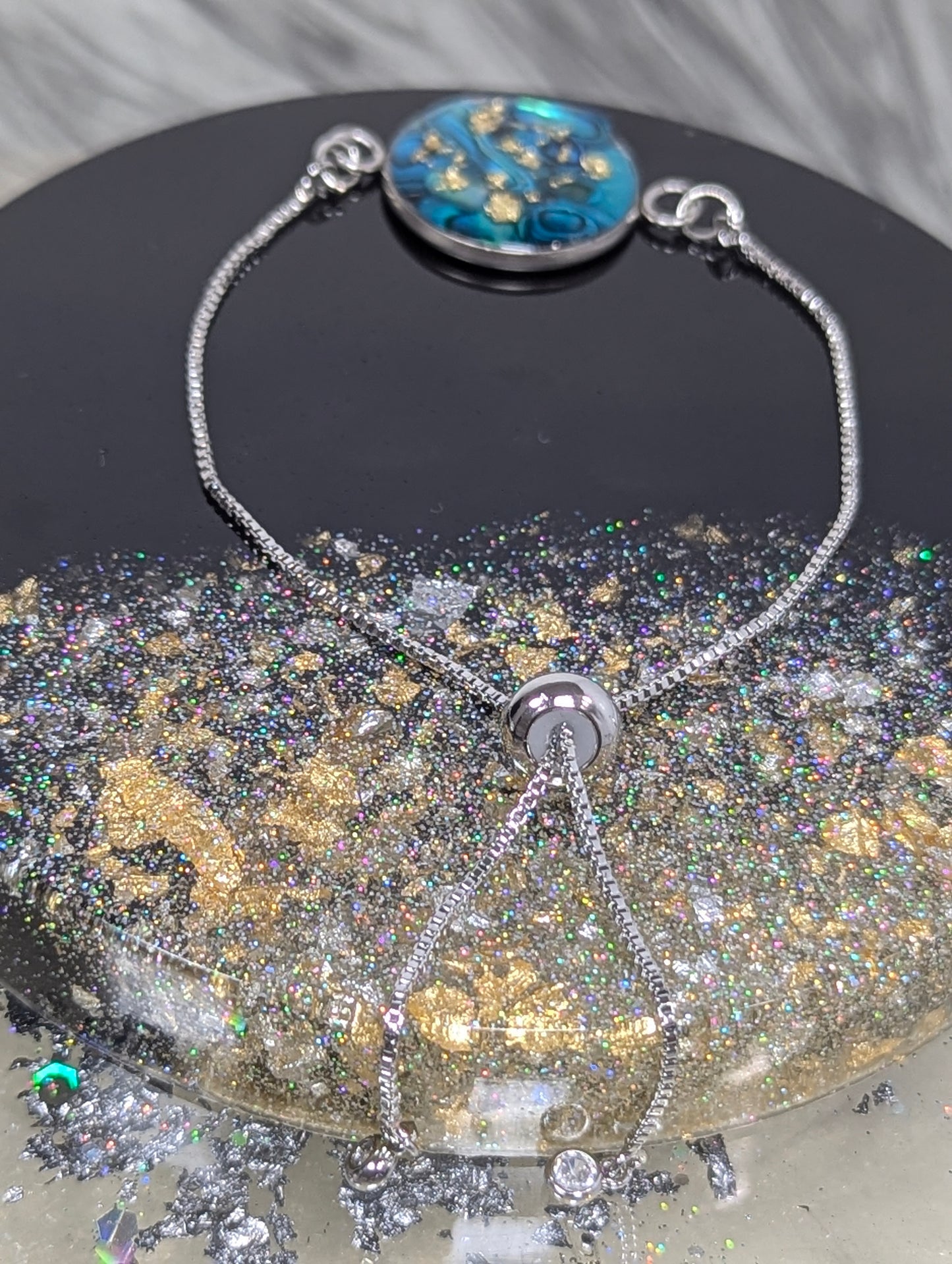 Turquoise Stones With Gold Flakes Bracelet
